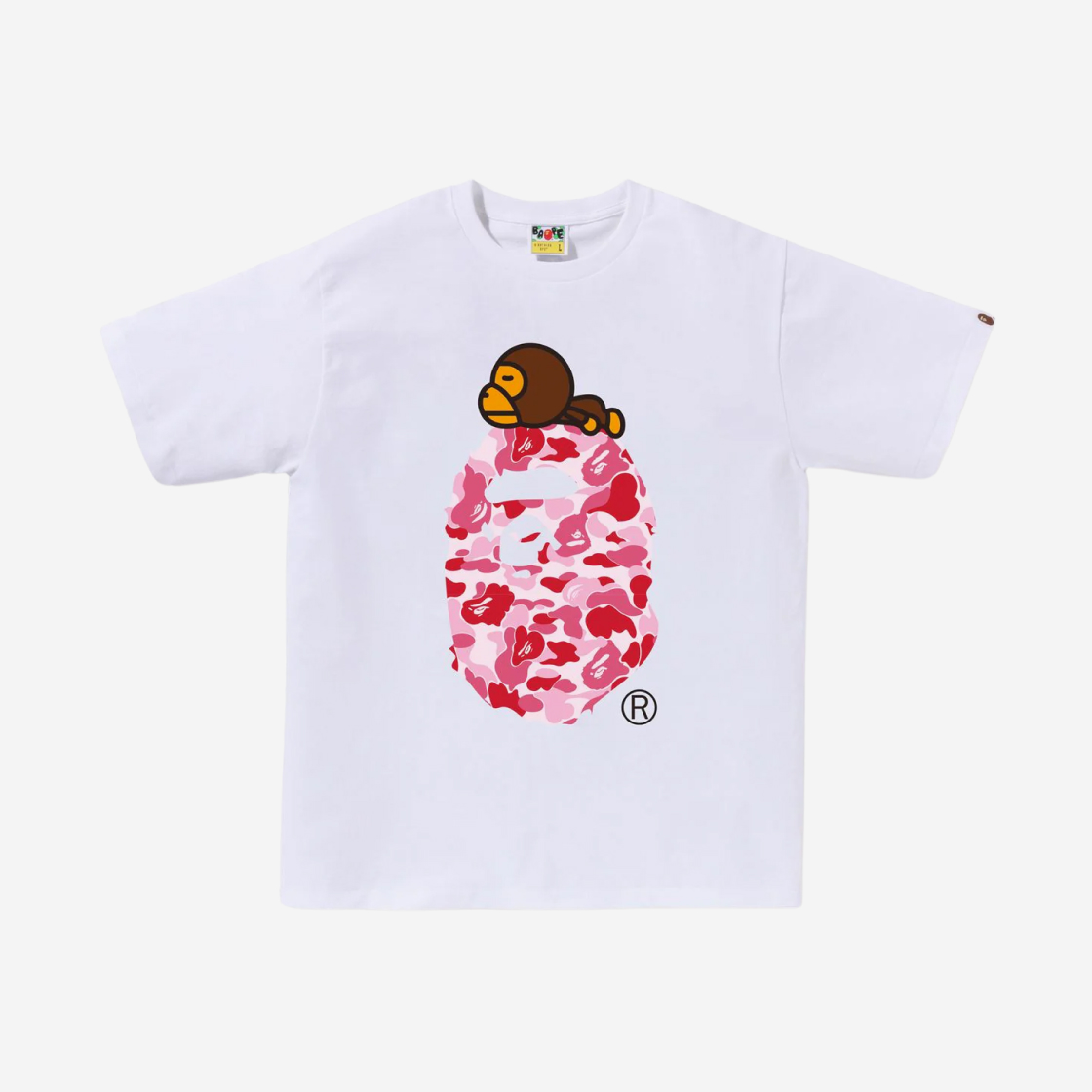 베이프 ABC 카모 마일로 온 빅 에이프 티셔츠 화이트 핑크 BAPE KREAM