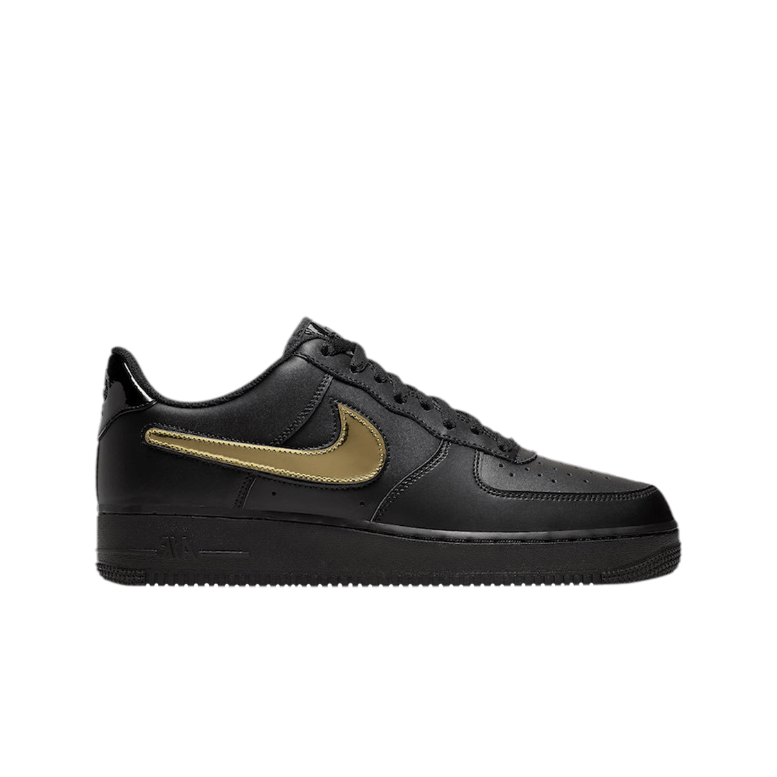 나이키 에어포스 1 로우 블랙 메탈릭 골드 리무버블 스우시팩(Nike Air Force 1 Low Black Metallic Gold Removable Swoosh Pack)