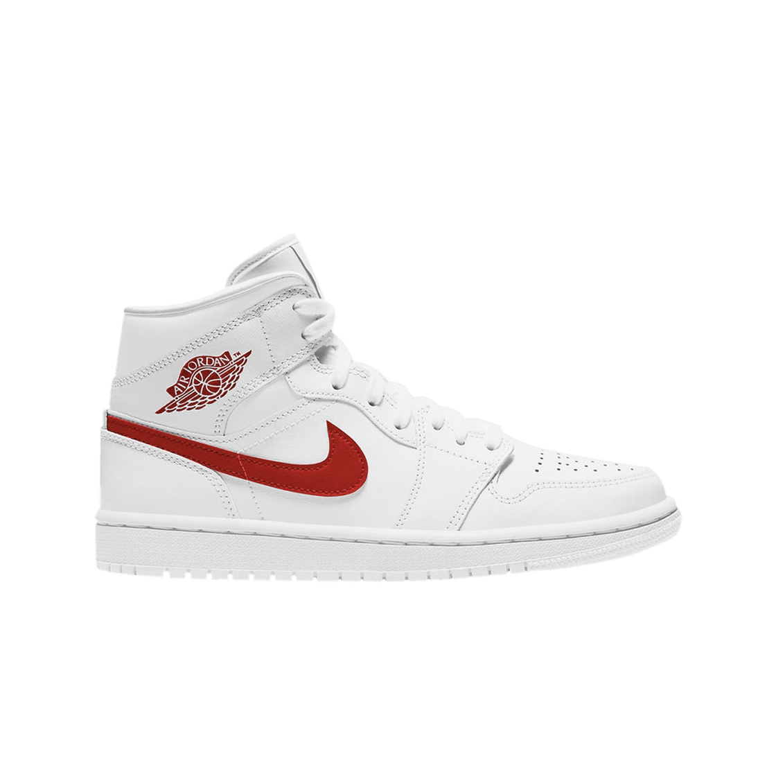 (W) 조던 1 미드 화이트 유니버시티 레드((W) Jordan 1 Mid White University Red)