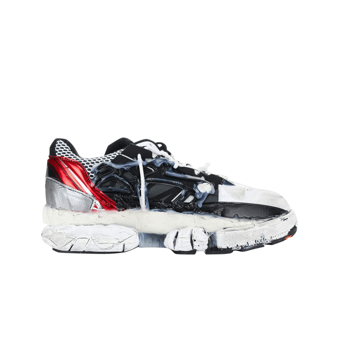 S57WS0257P1878961 Maison Margiela Fusion Low Top Sneakers Black White Red