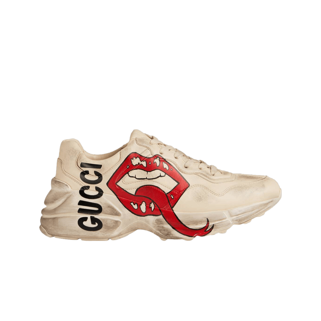 (W) 구찌 롸이톤 레더 스니커즈 입 모양 프린트
