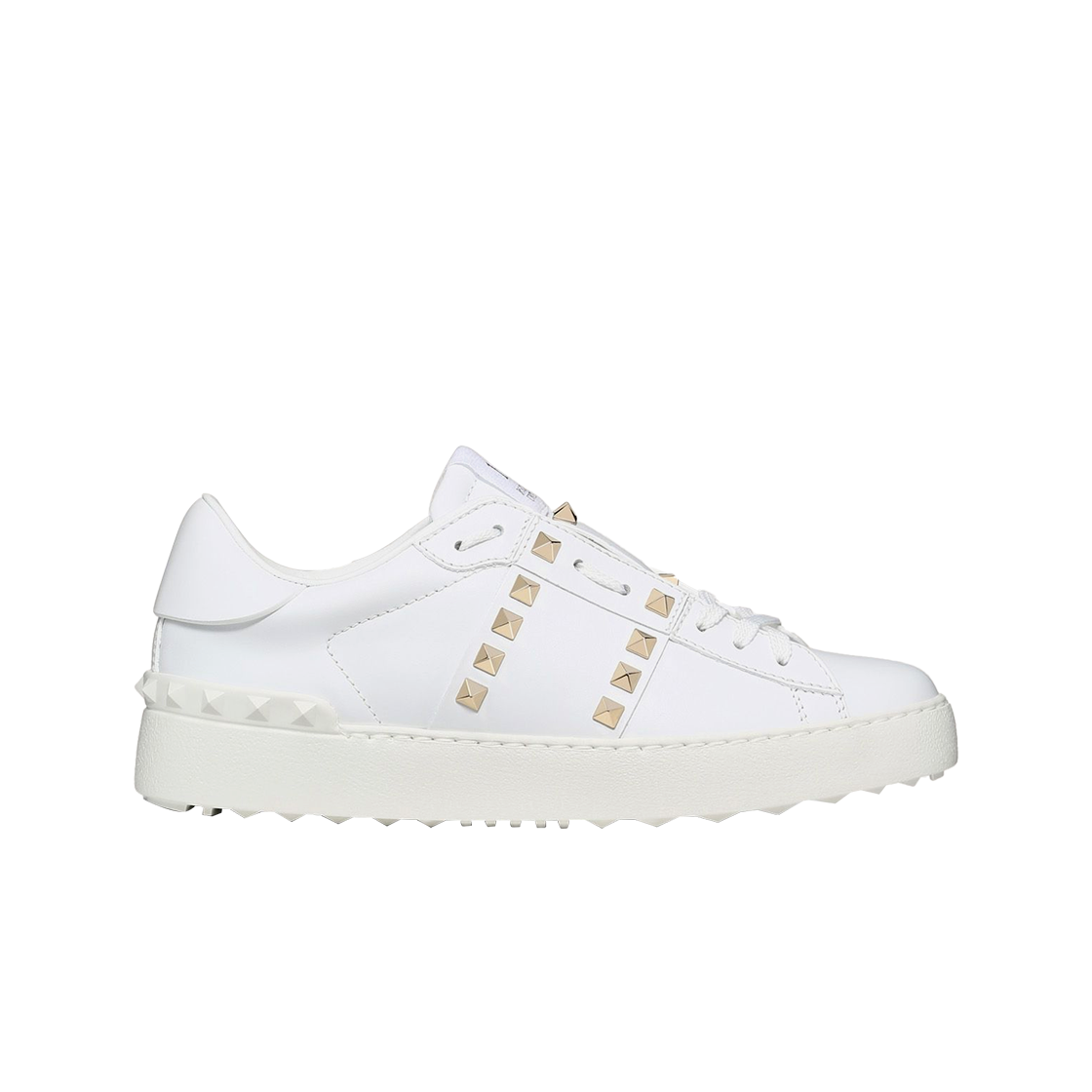 (W) 발렌티노 송아지 가죽 락스터드 언타이틀드 스니커즈 화이트((W) Valentino Calfskin Rockstud Untitled Sneakers White)