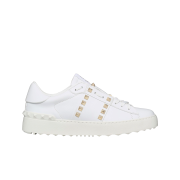 (W) Valentino Calfskin Rockstud Untitled Sneakers White