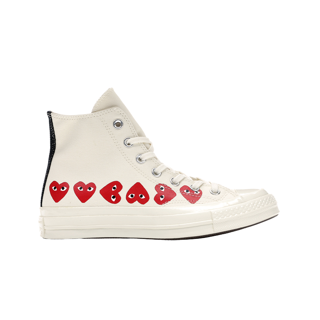 컨버스 x 플레이 꼼데가르송 척 70 하이 멀티하트 화이트