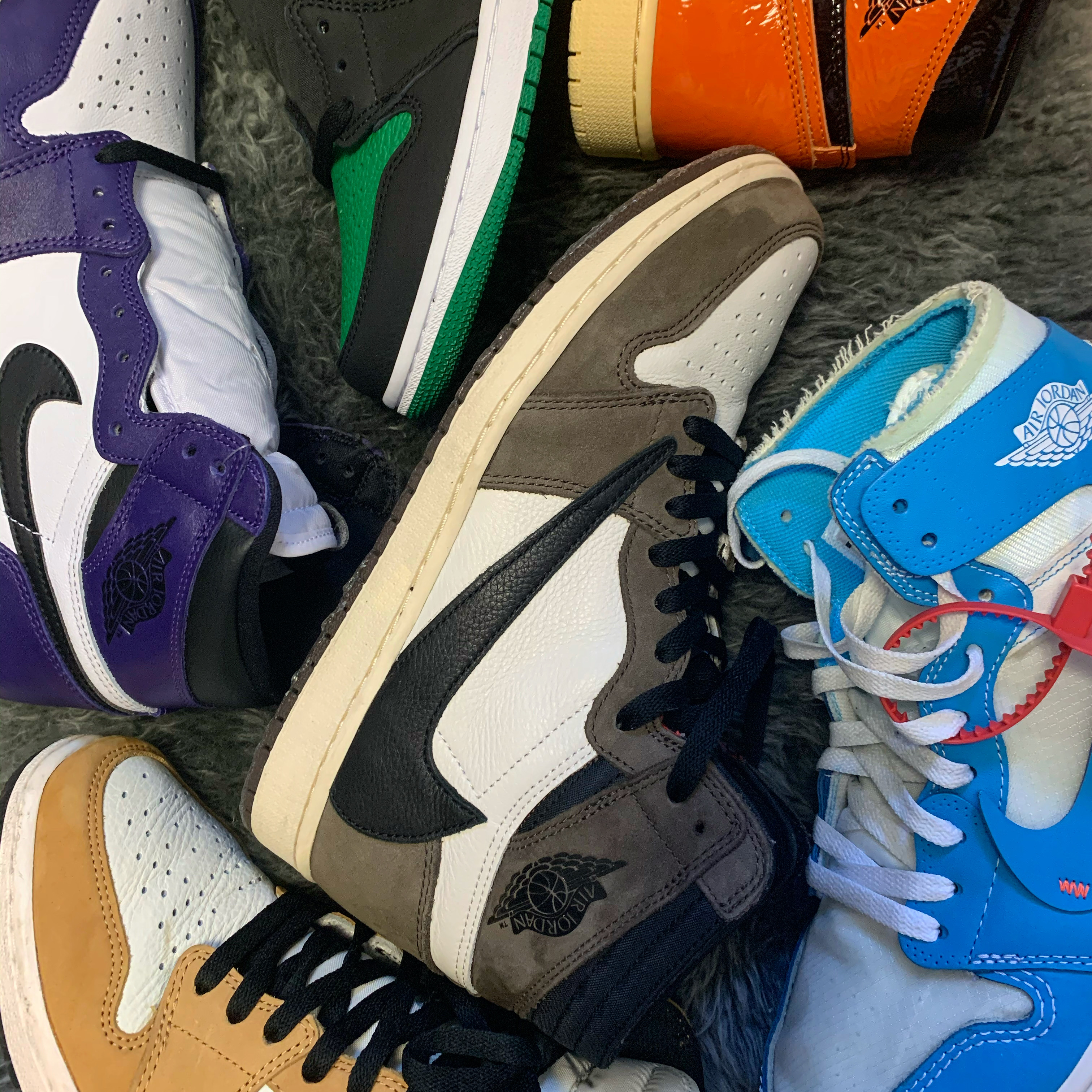 Jordan 1 Retro High OG Court Purple 2020, Jordan 1 Retro High OG Pine Green Black 착용 스타일