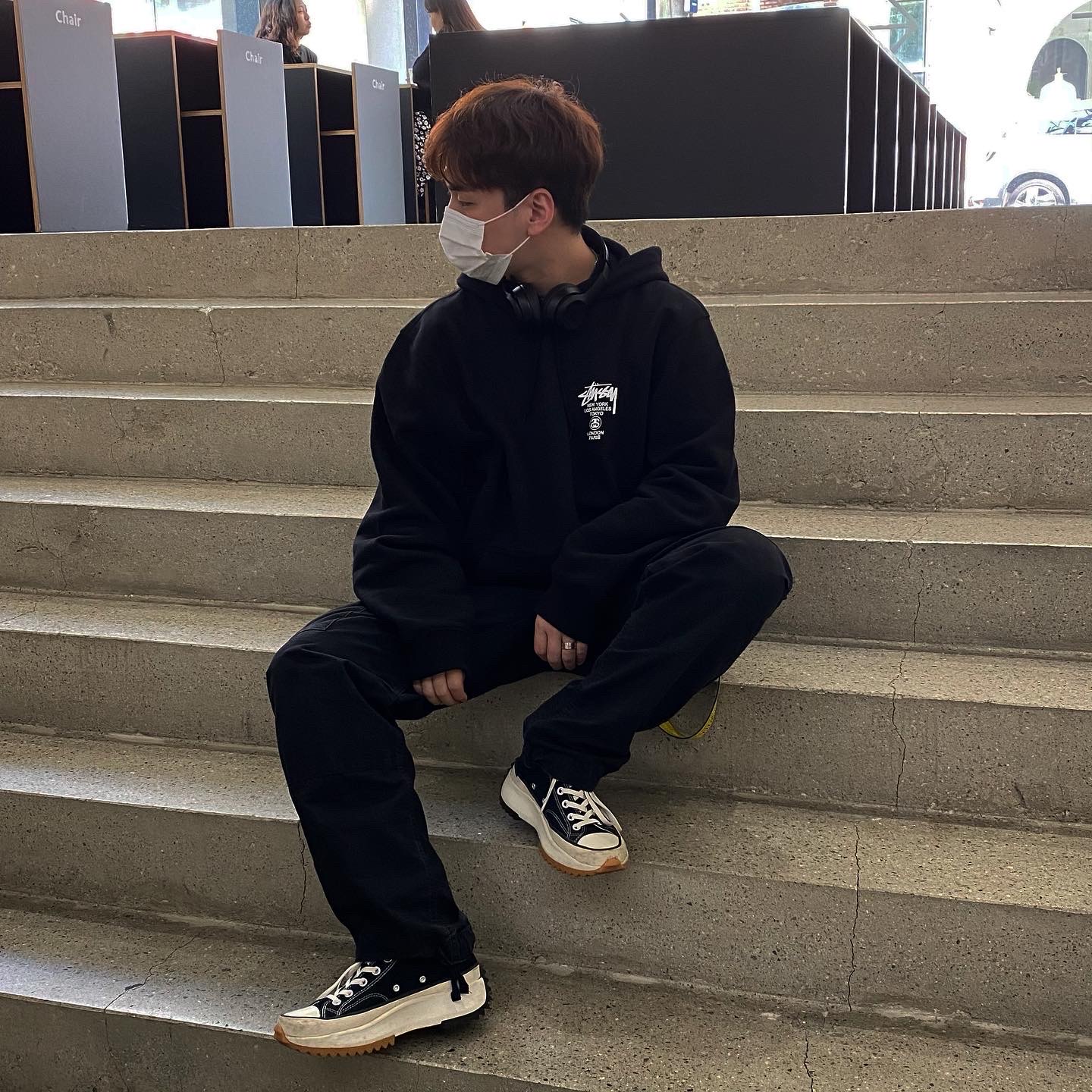 Converse x JW Anderson Run Star Hike Hi Black 착용 스타일