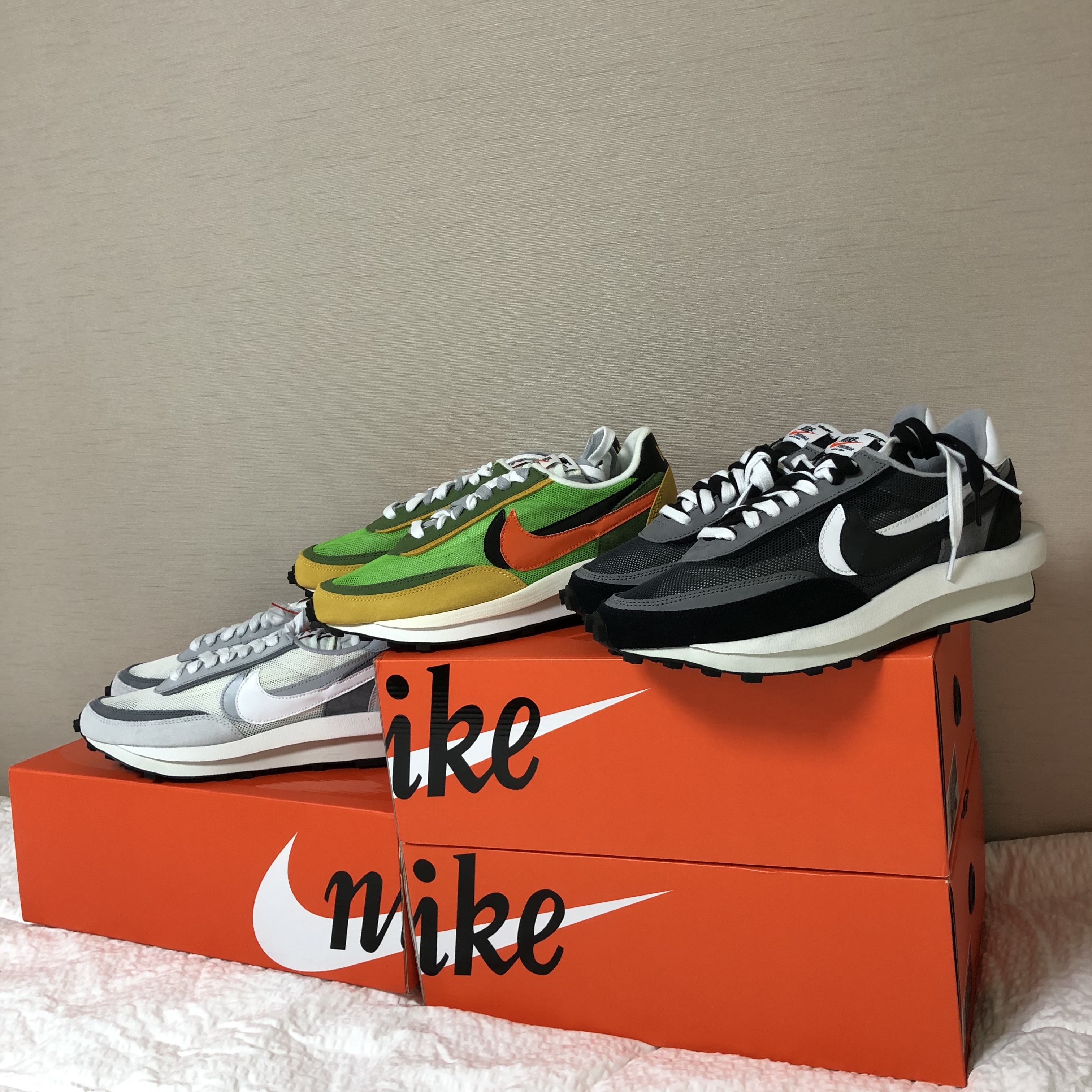 Nike x Sacai LDWaffle Black, Nike x Sacai LDWaffle Green Multi 착용 스타일