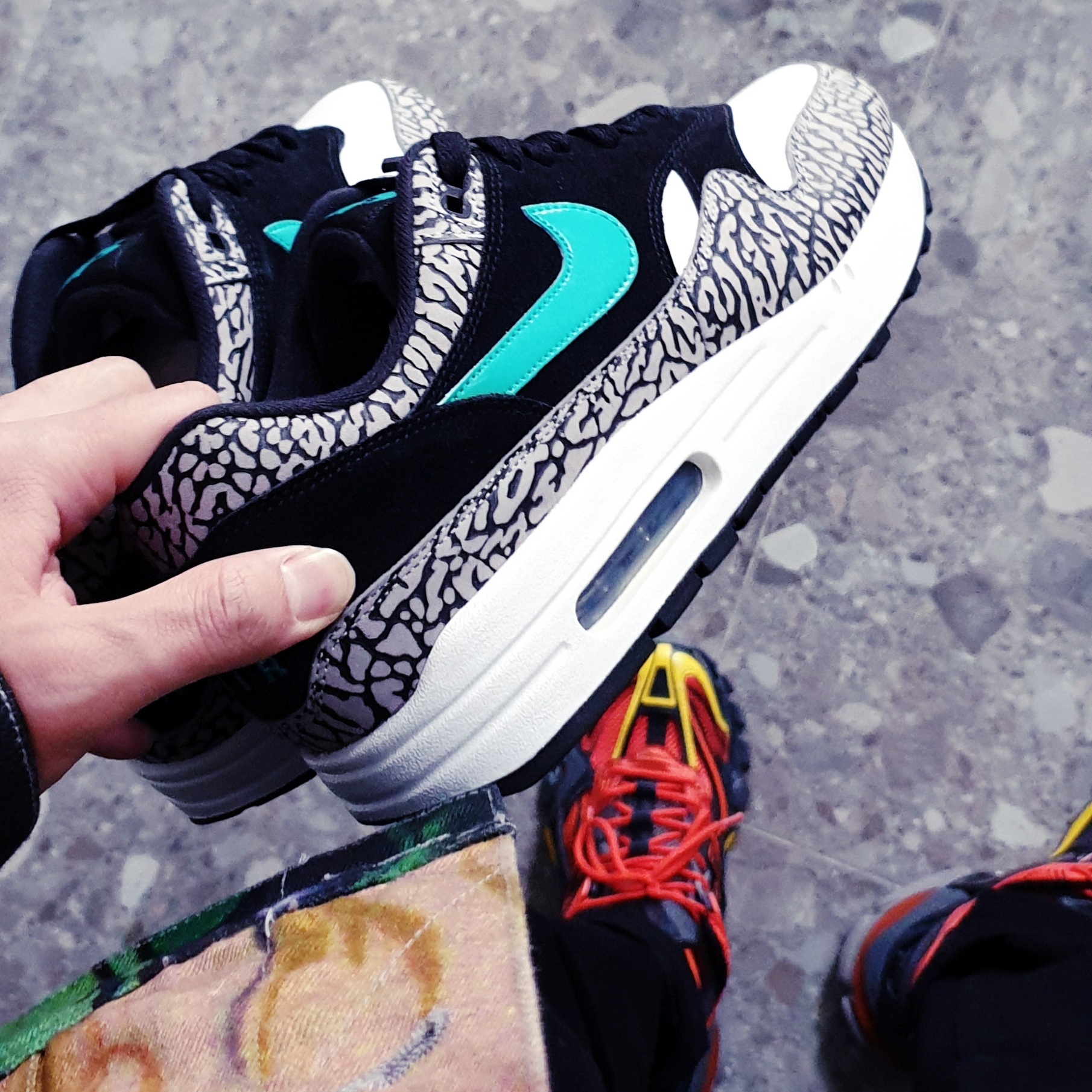 NIke x Atmos Air Max 1 Elephant 2017, Balenciaga Track.2 Sneakers Multi-Color 착용 스타일