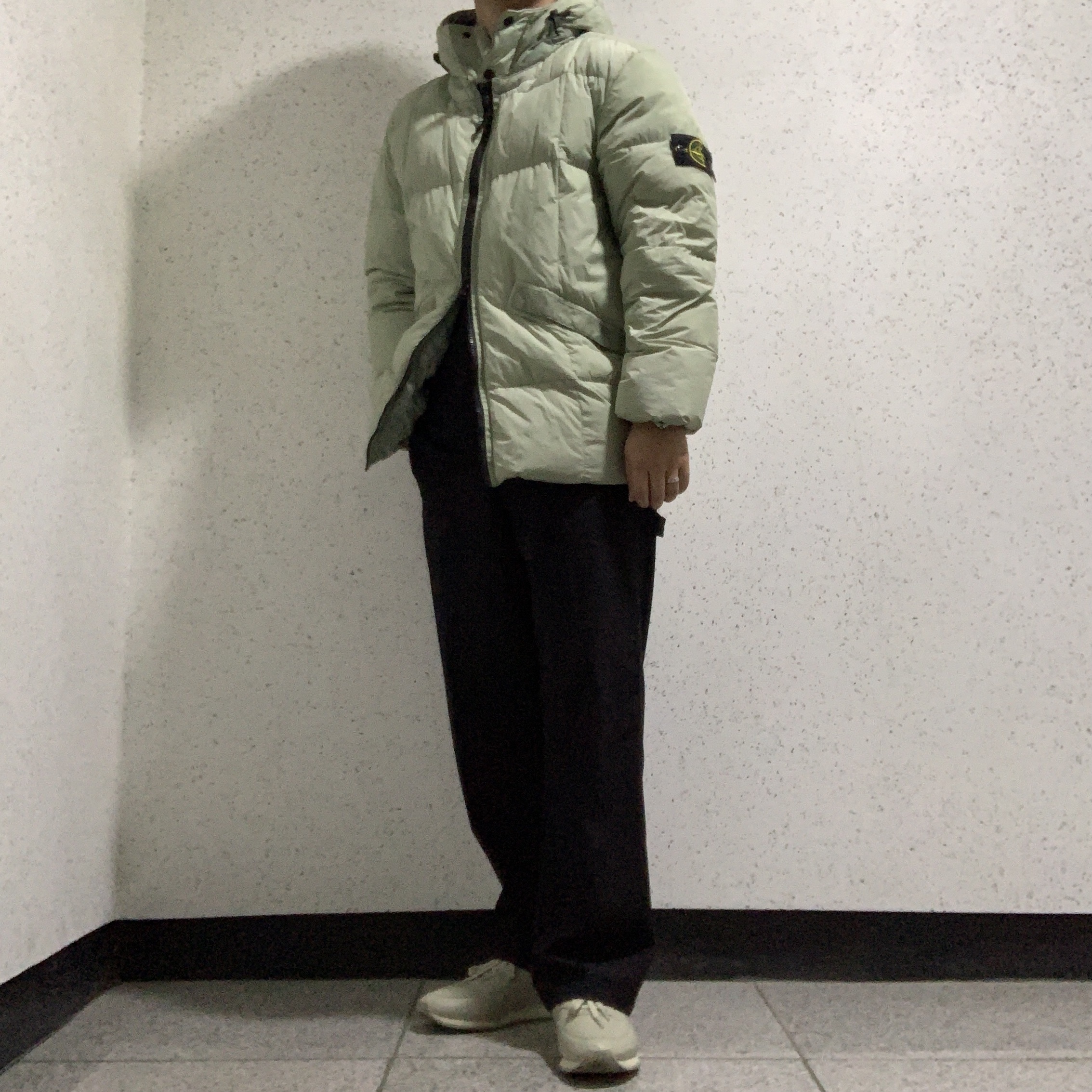New Balance x Auralee Comp 100 Light Grey 착용 스타일