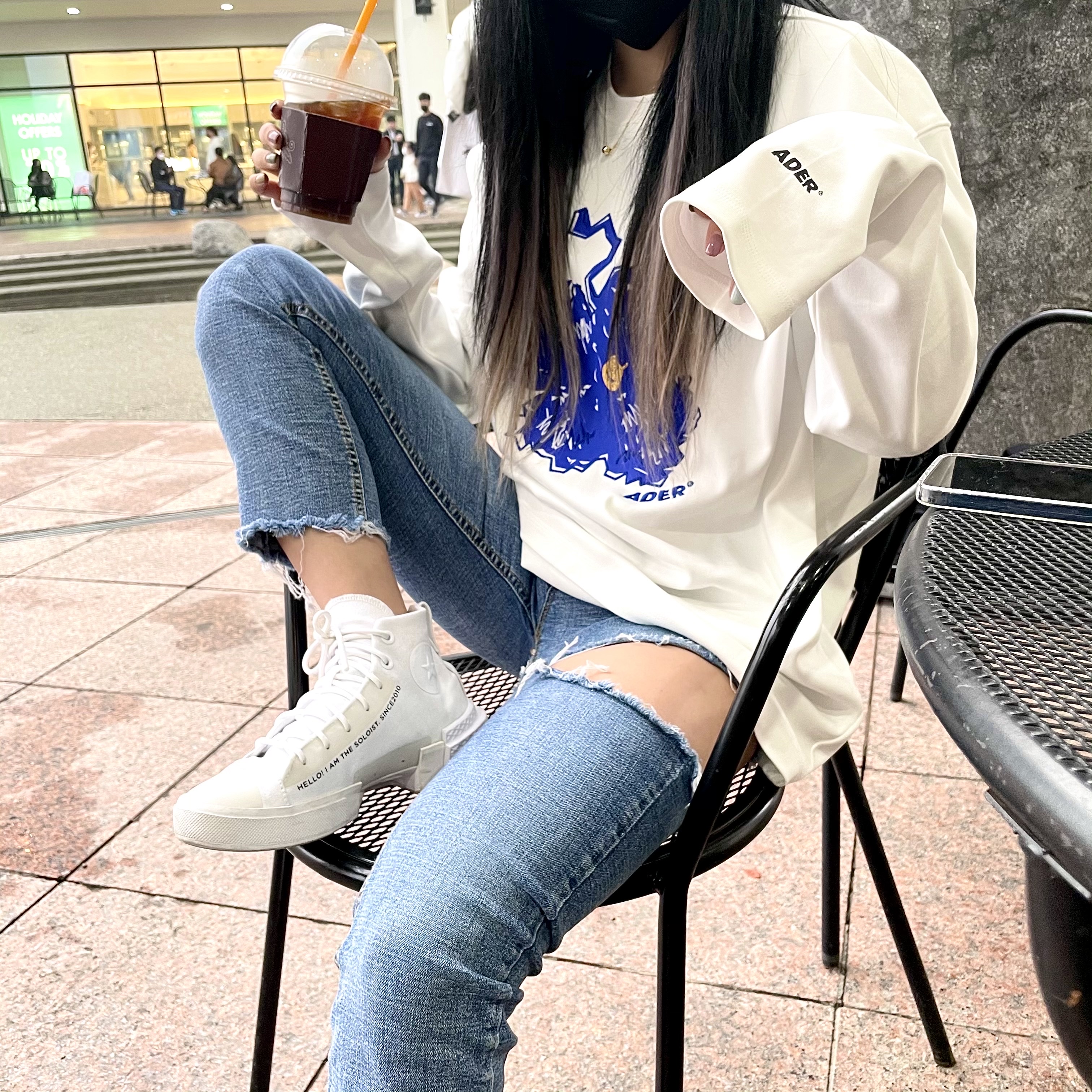 Converse x Takahiromiyashita The Soloist All Star Disrupt CX Hi White 착용 스타일