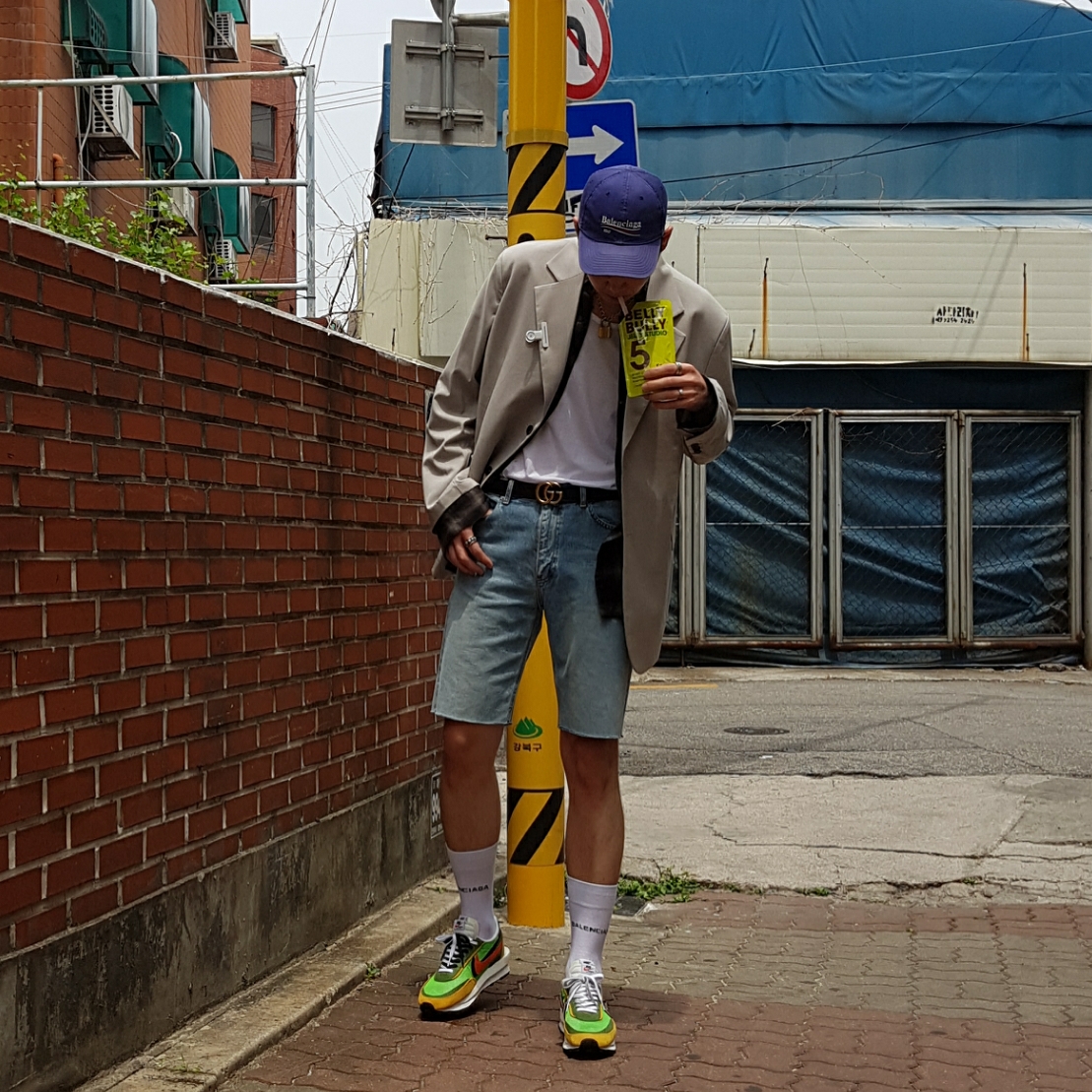 Nike x Sacai LDWaffle Green Multi 착용 스타일