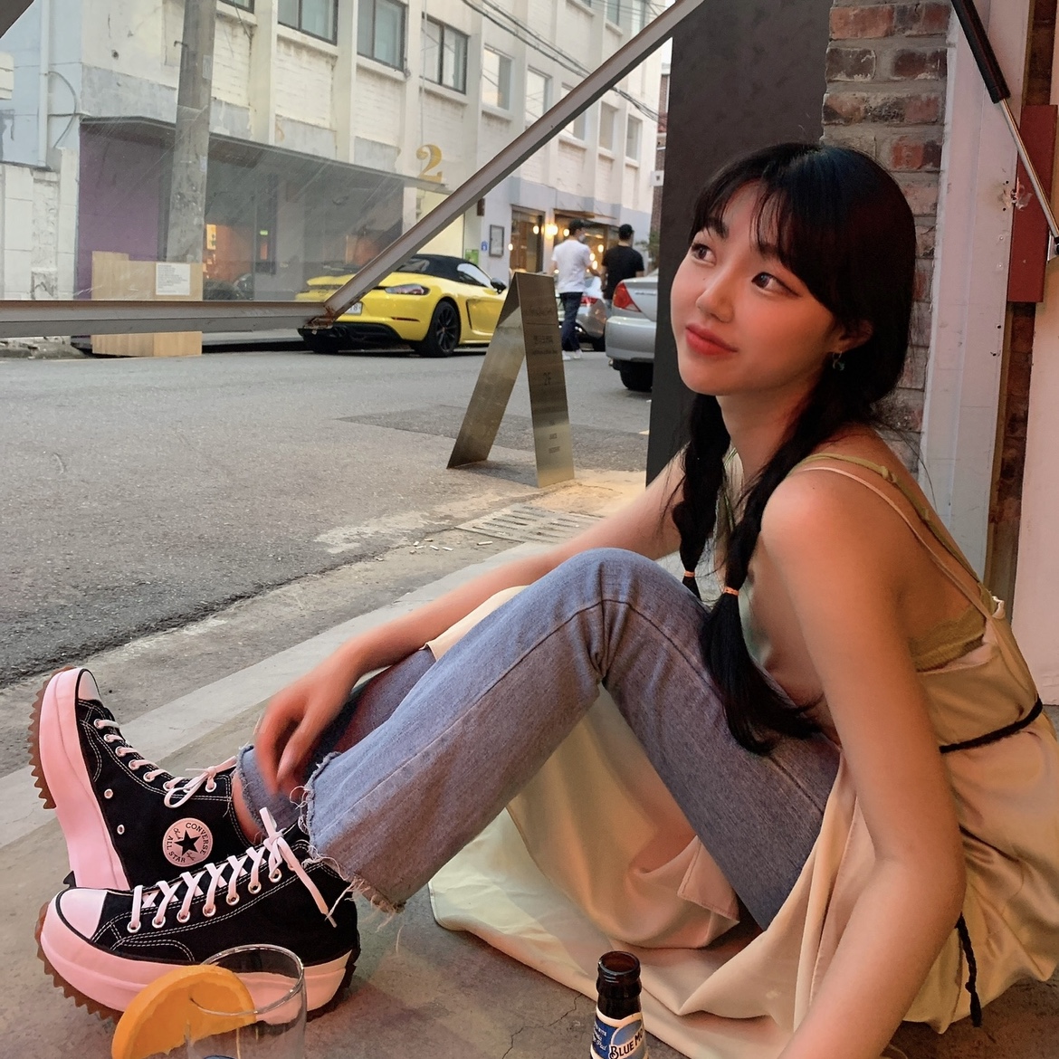 Converse Run Star Hike Hi Black White Gum 착용 스타일