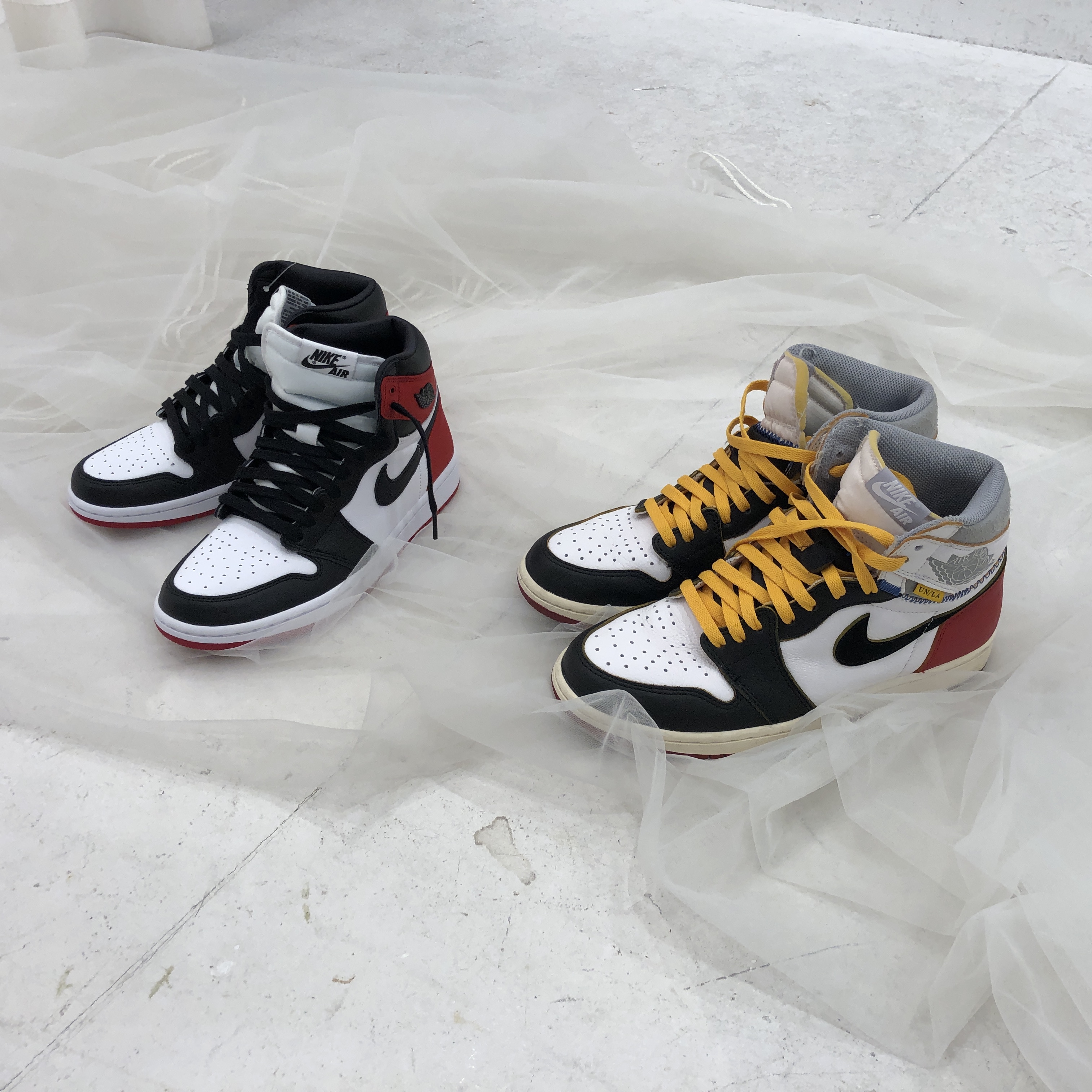 Jordan 1 x Union Retro High Black Toe, (W) Jordan 1 Retro High Satin Black Toe 착용 스타일