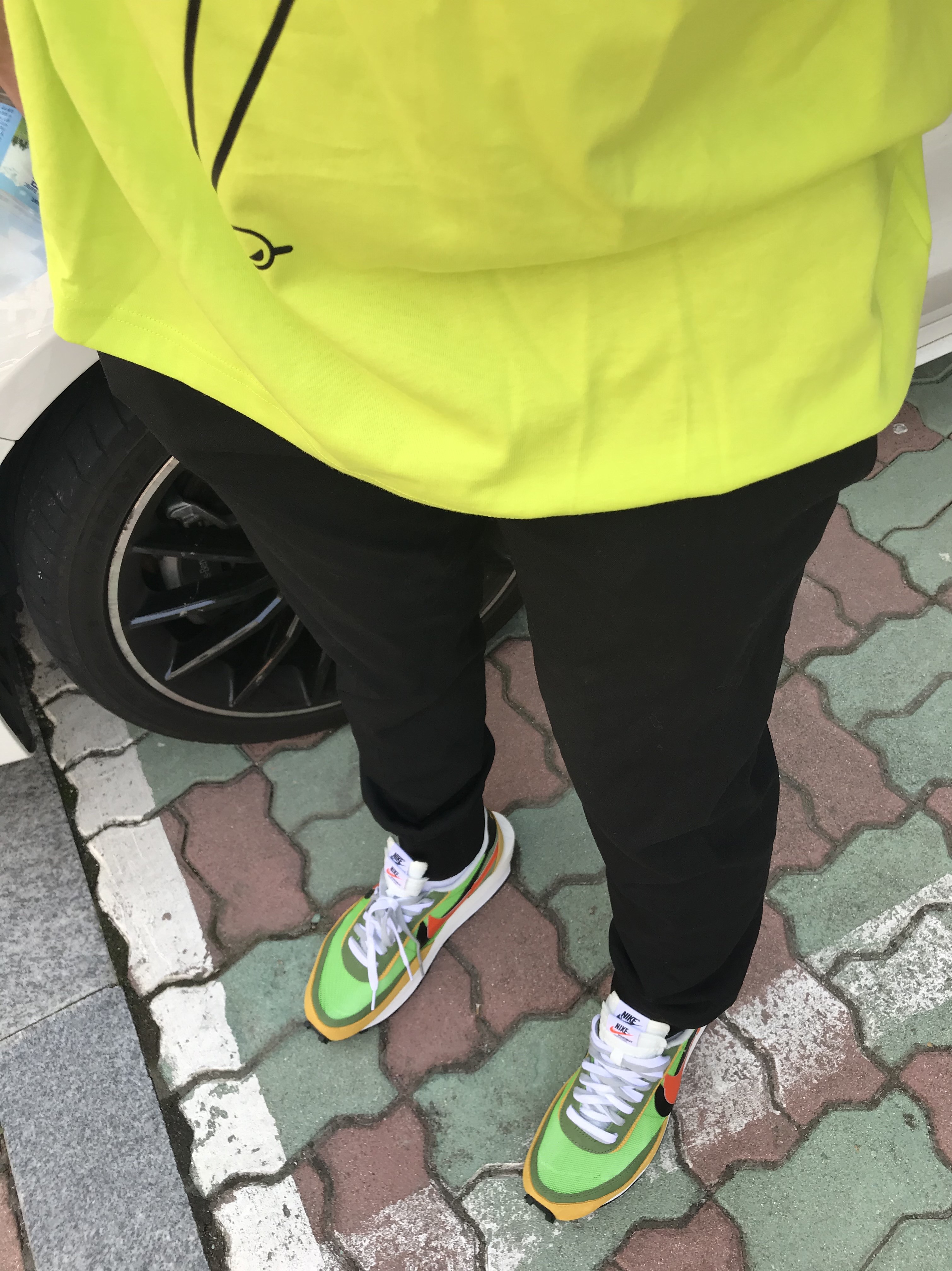 Nike x Sacai LDWaffle Blue Multi, Nike x Sacai LDWaffle Green Multi 착용 스타일 - 3