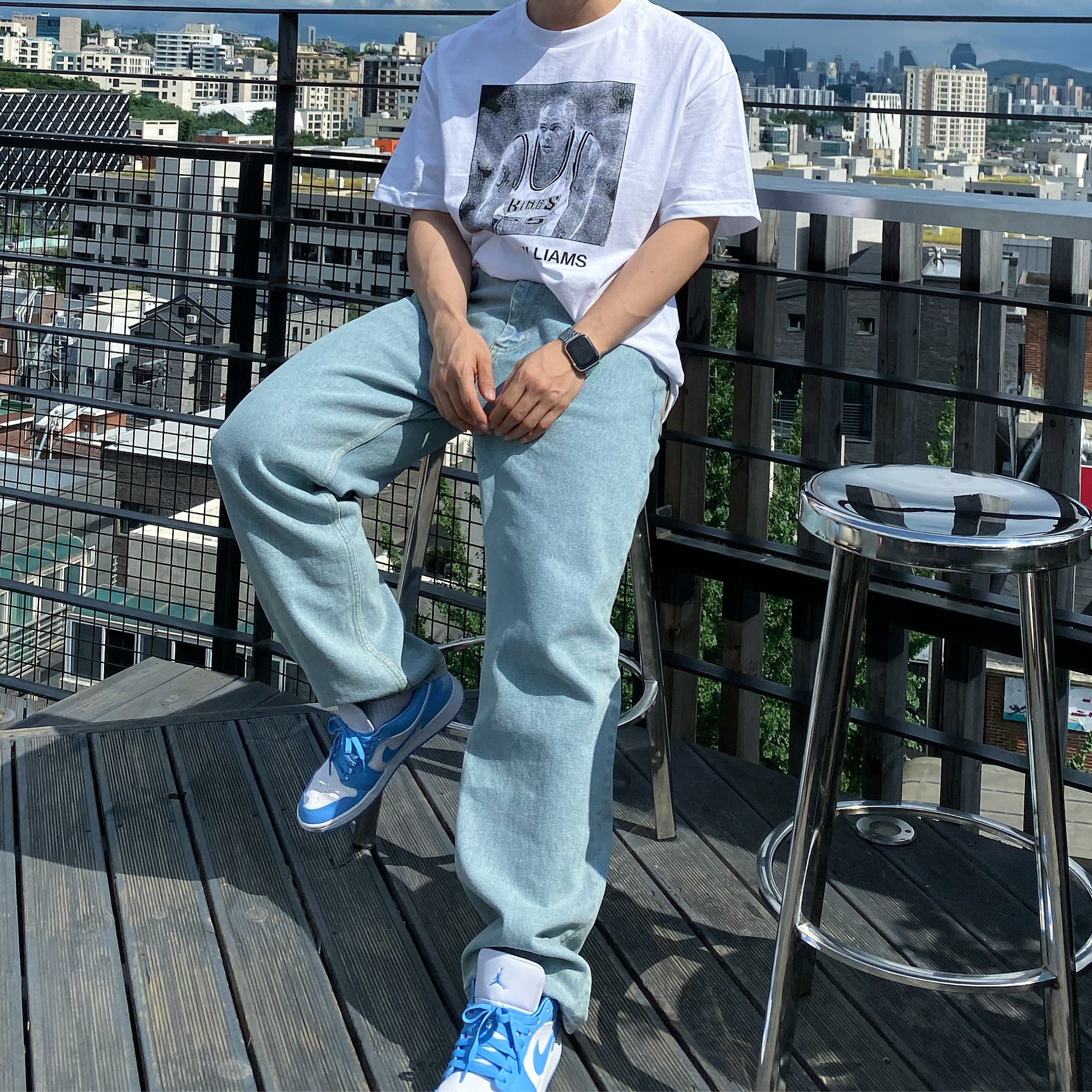 (W) Jordan 1 Low UNC University Blue 착용 스타일