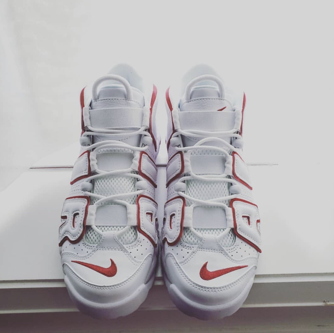Nike Air More Uptempo White Varsity Red 2018 착용 스타일 - 2