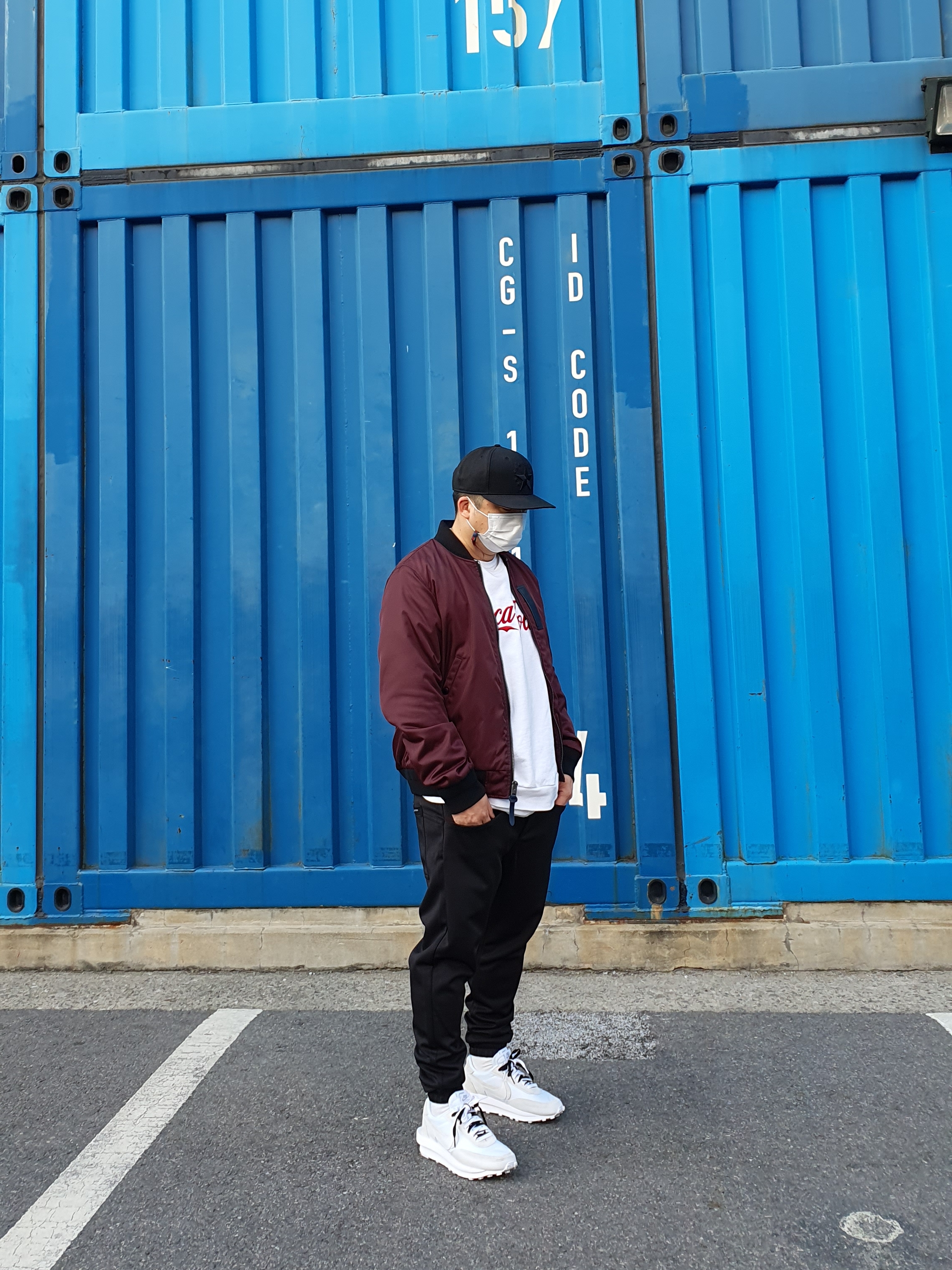 Nike x Sacai LDWaffle White Nylon 착용 스타일 - 1
