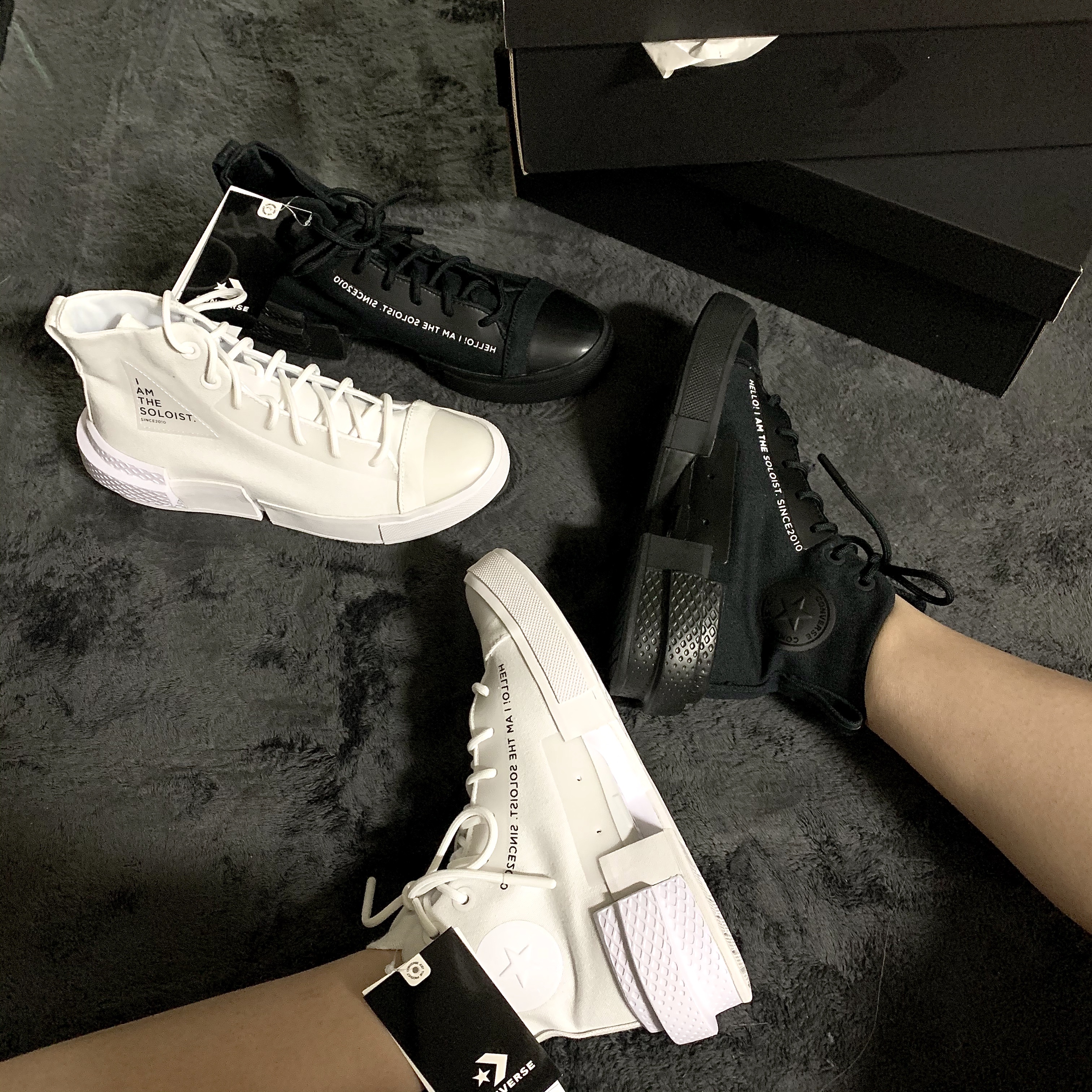 Converse x Takahiromiyashita The Soloist All Star Disrupt CX Hi White, Converse x Takahiromiyashita The Soloist All Star Disrupt CX Hi Black 착용 스타일