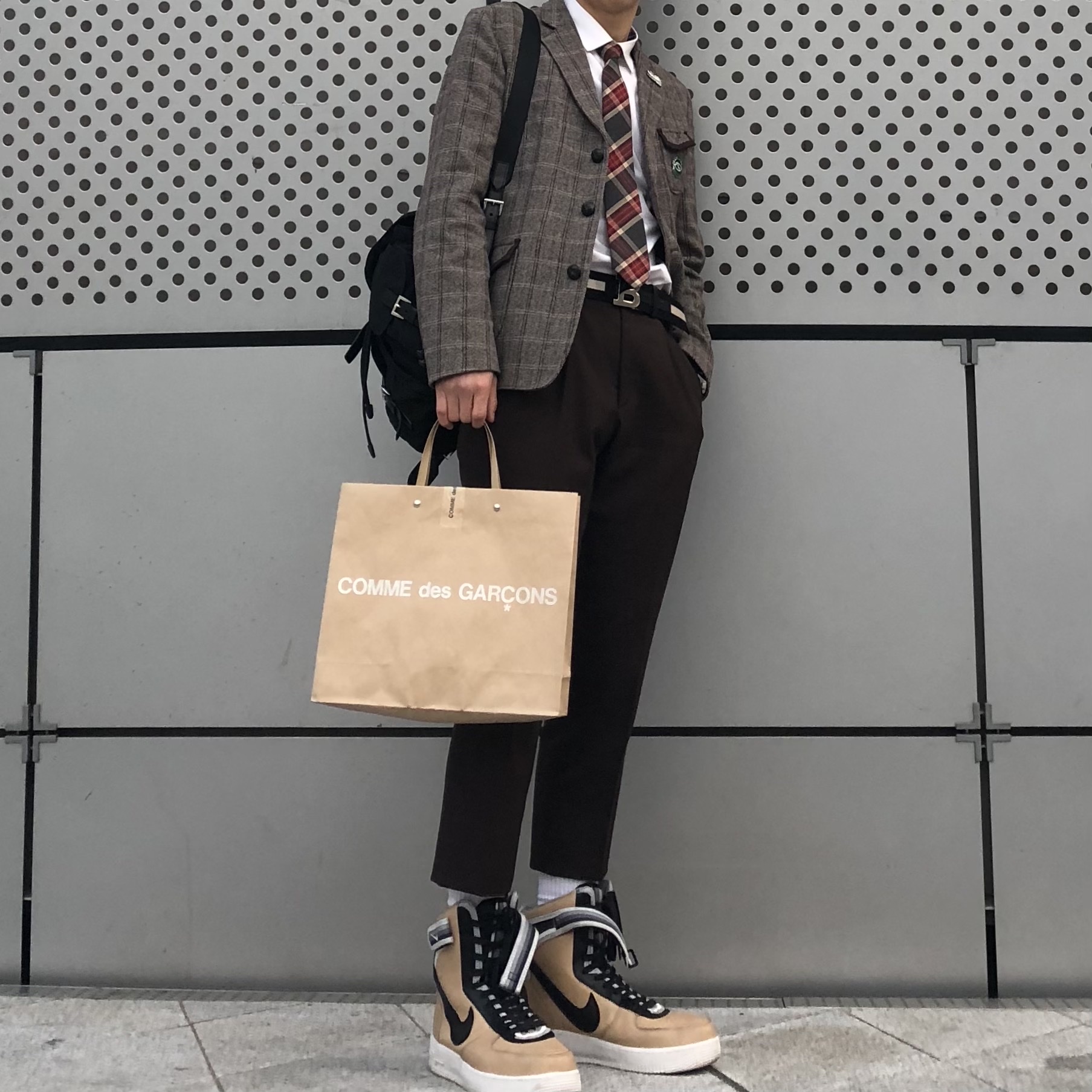 Nike x Riccardo Tisci Air Force 1 High Tan 착용 스타일