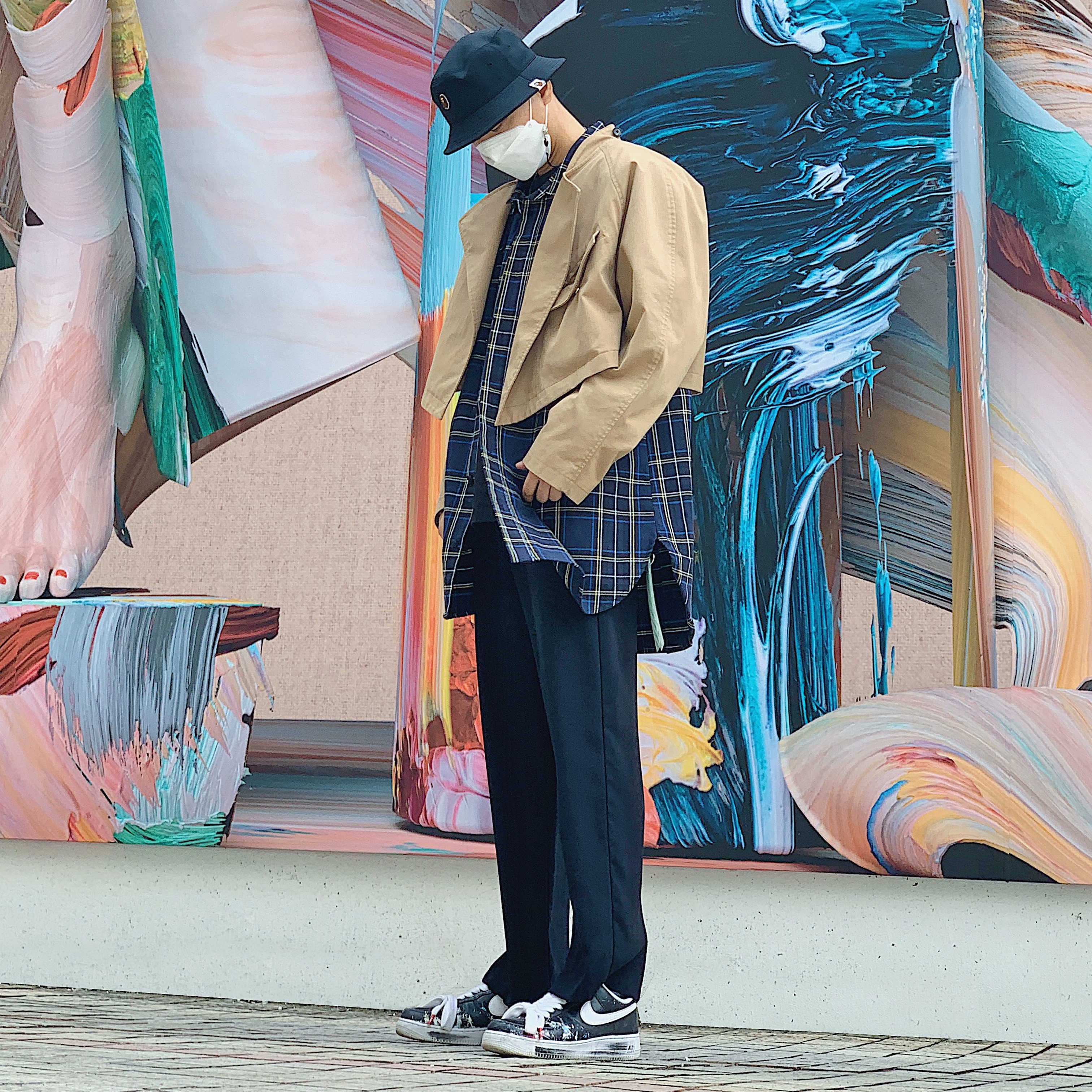 Nike x Peaceminusone Air Force 1 Low Para-Noise 착용 스타일