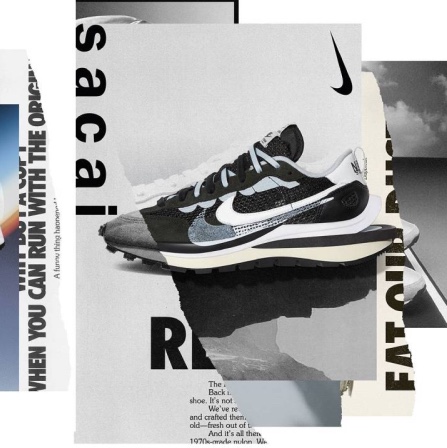 Nike x Sacai VaporWaffle Black White, Nike x Sacai VaporWaffle Royal Fuchsia 착용 스타일 - 1