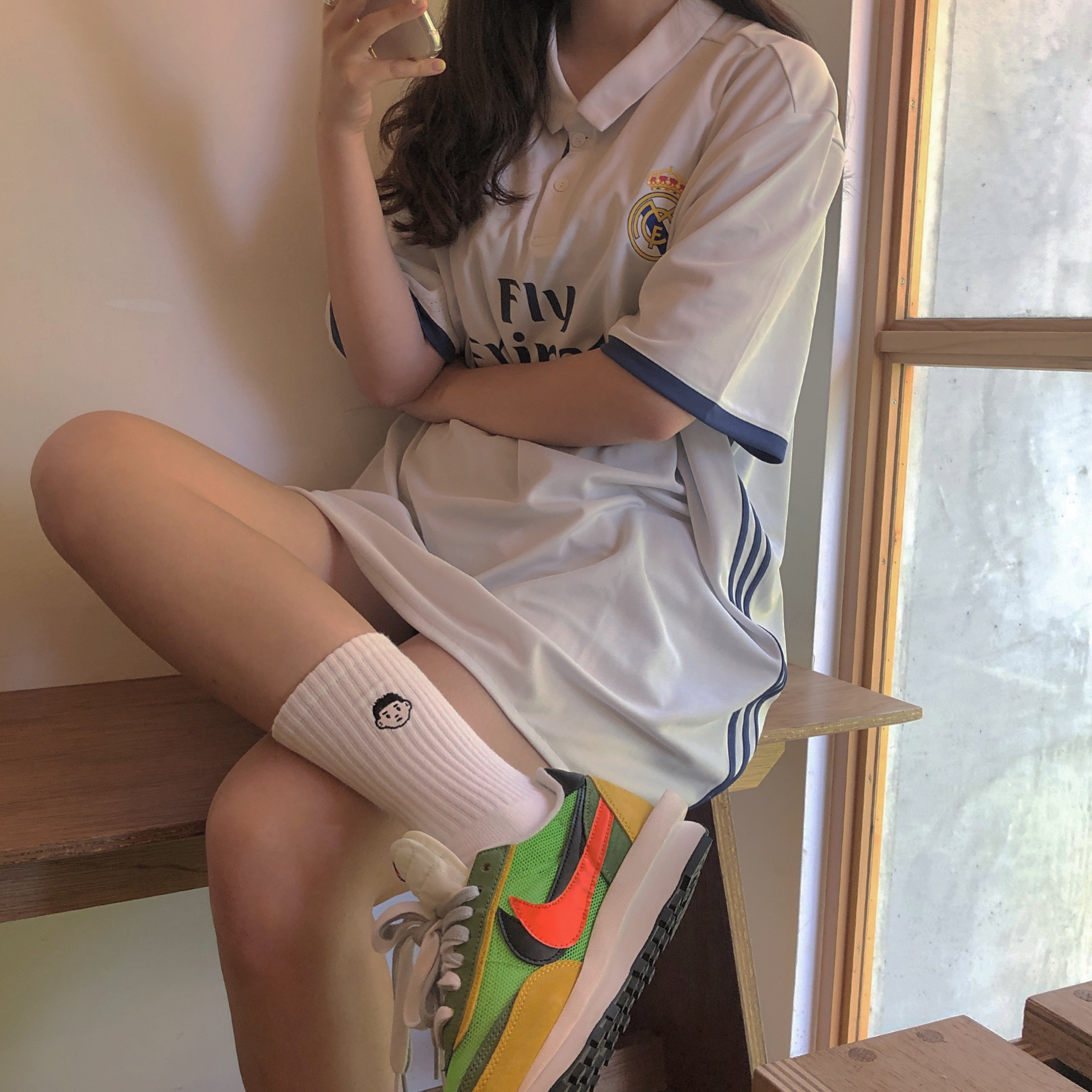 Nike x Sacai LDWaffle Green Multi 착용 스타일