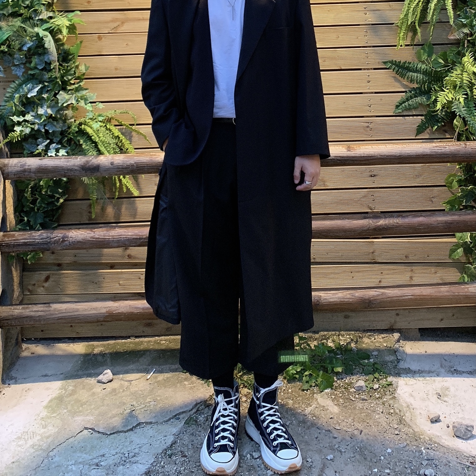 Converse x JW Anderson Run Star Hike Hi Black 착용 스타일