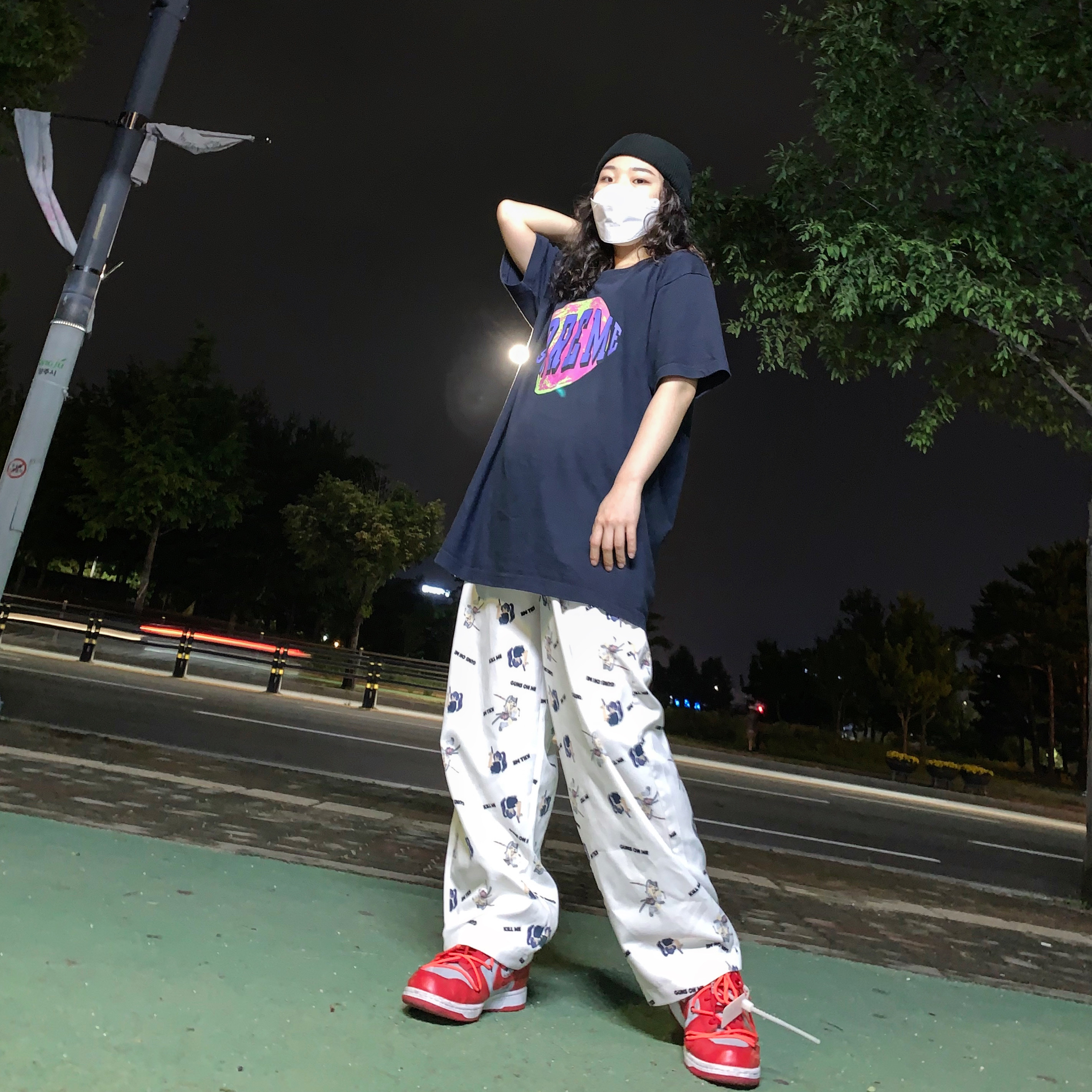 Nike x Off-White Dunk Low University Red 착용 스타일
