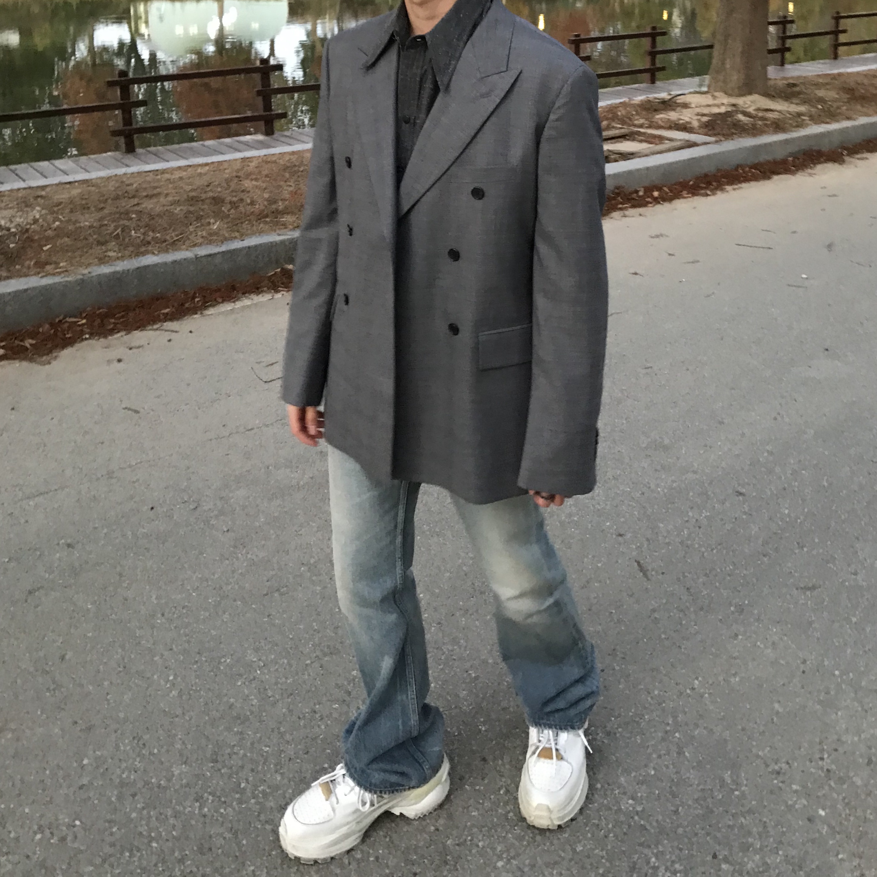 Maison Margiela Low-top Retro Fit Sneakers White 착용 스타일
