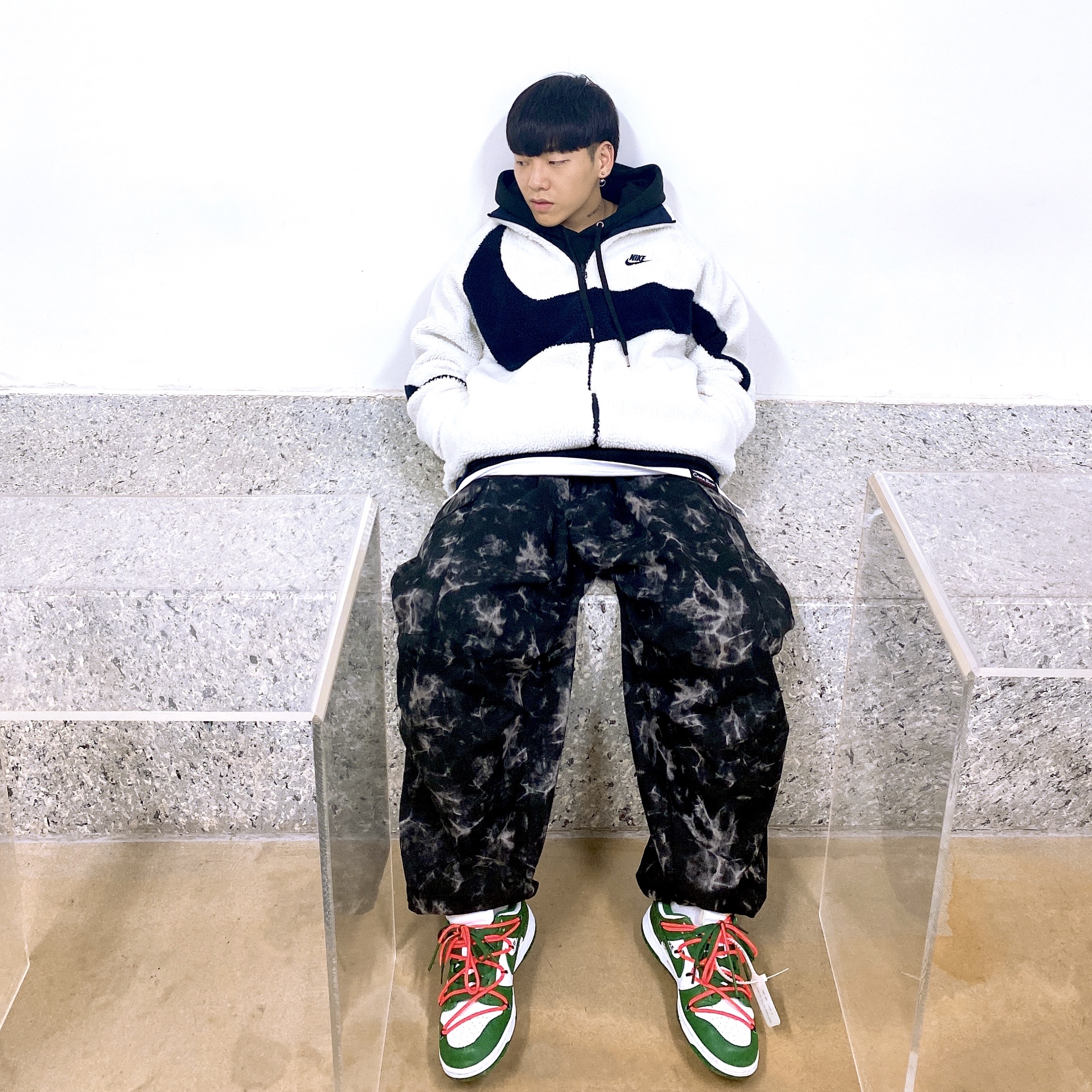 Nike x Off-White Dunk Low Pine Green 착용 스타일