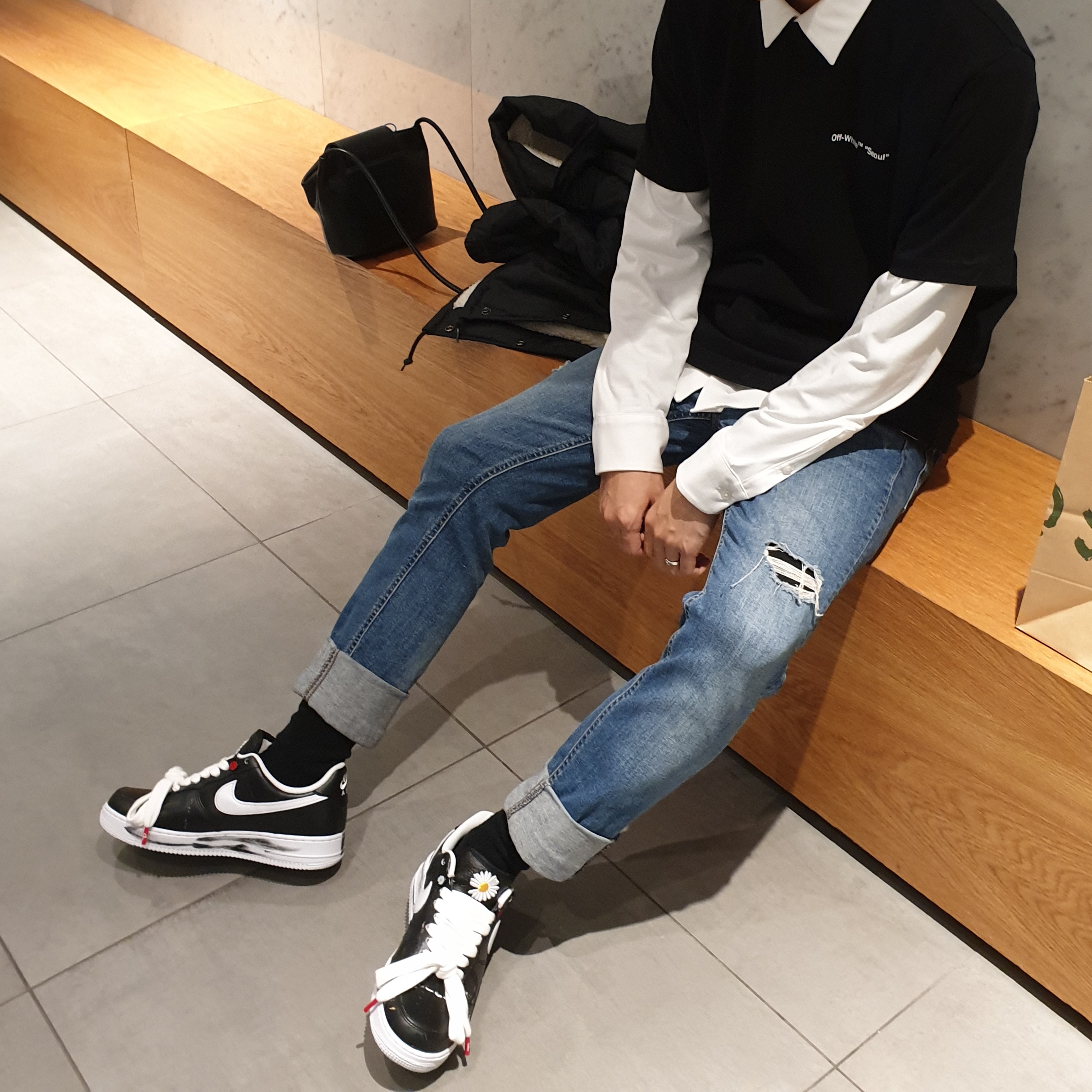 Nike x Peaceminusone Air Force 1 Low Para-Noise 착용 스타일