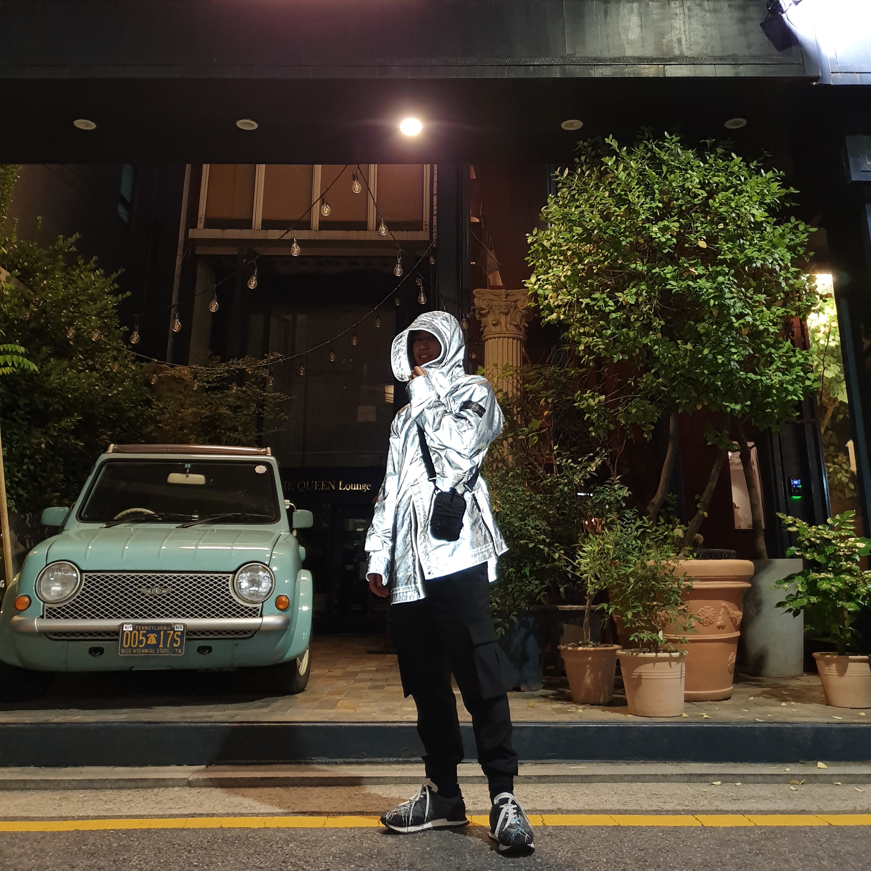 Maison Margiela Replica Paint Runners Blue 착용 스타일 - 1