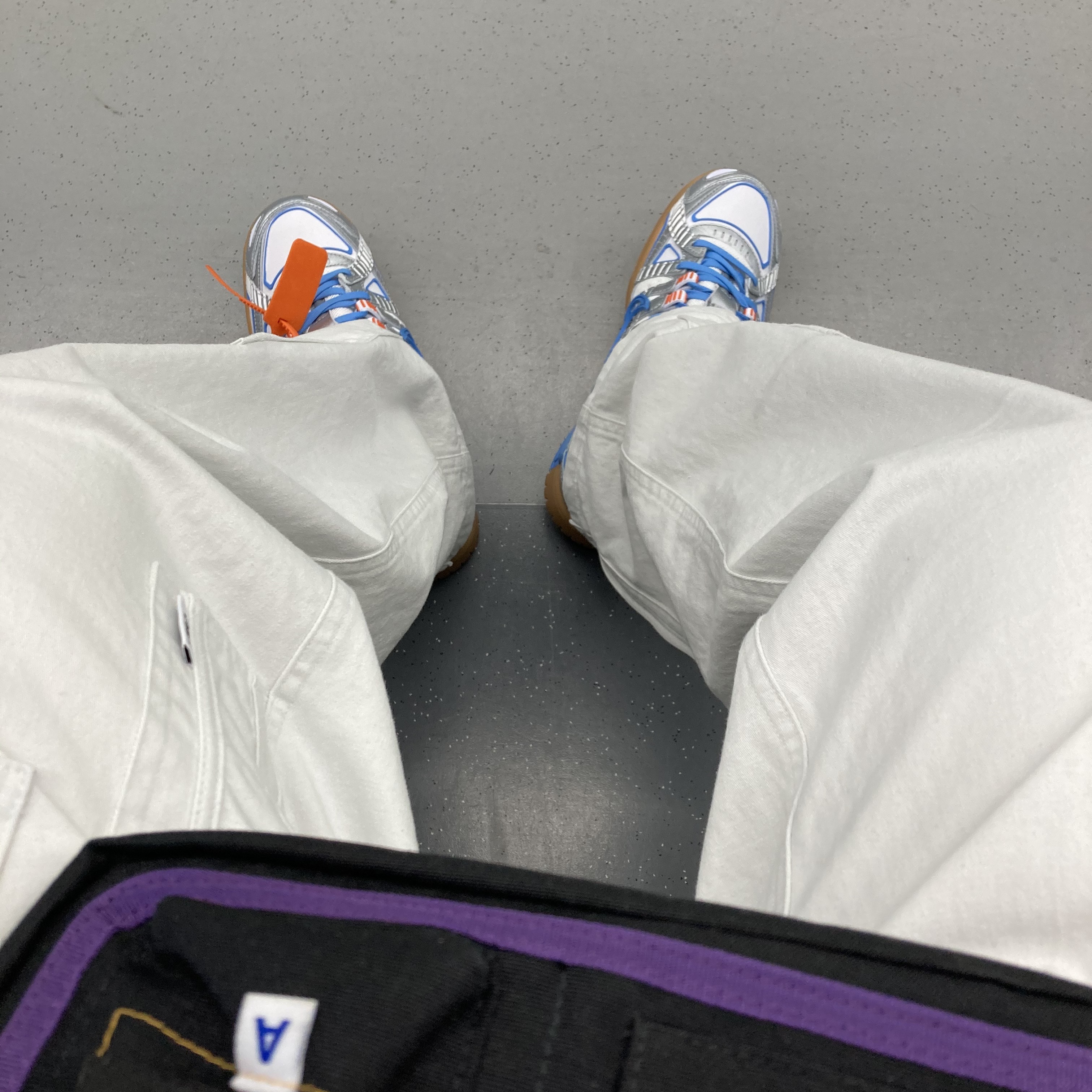 Nike x Off-White Air Rubber Dunk University Blue 착용 스타일