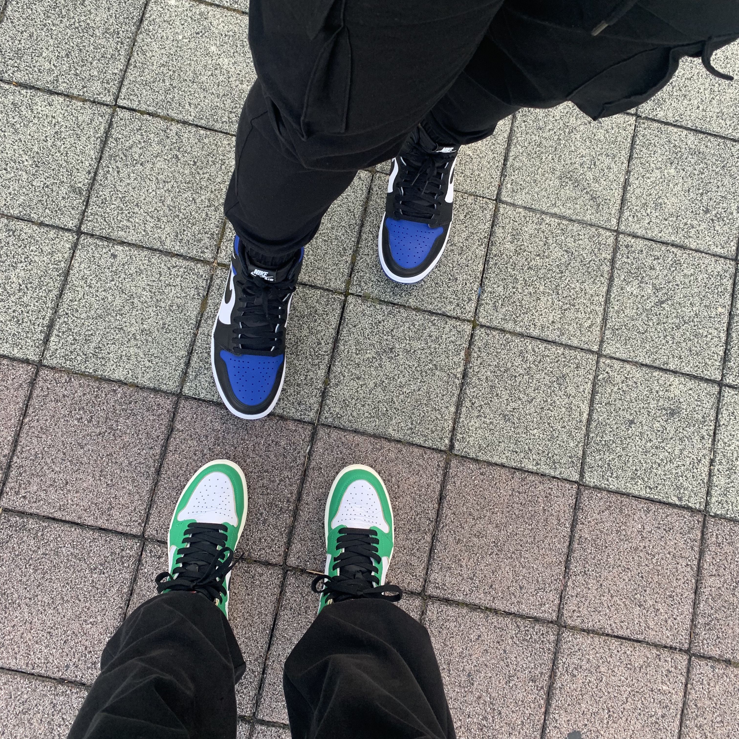 Jordan 1 Retro High OG Royal Toe, (W) Jordan 1 Retro High OG Lucky Green 착용 스타일