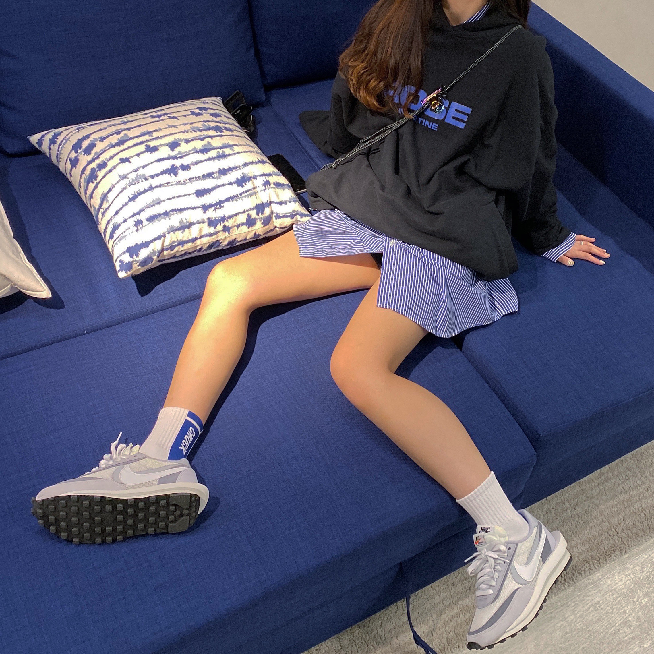 Nike x Sacai LDWaffle Summit White 착용 스타일