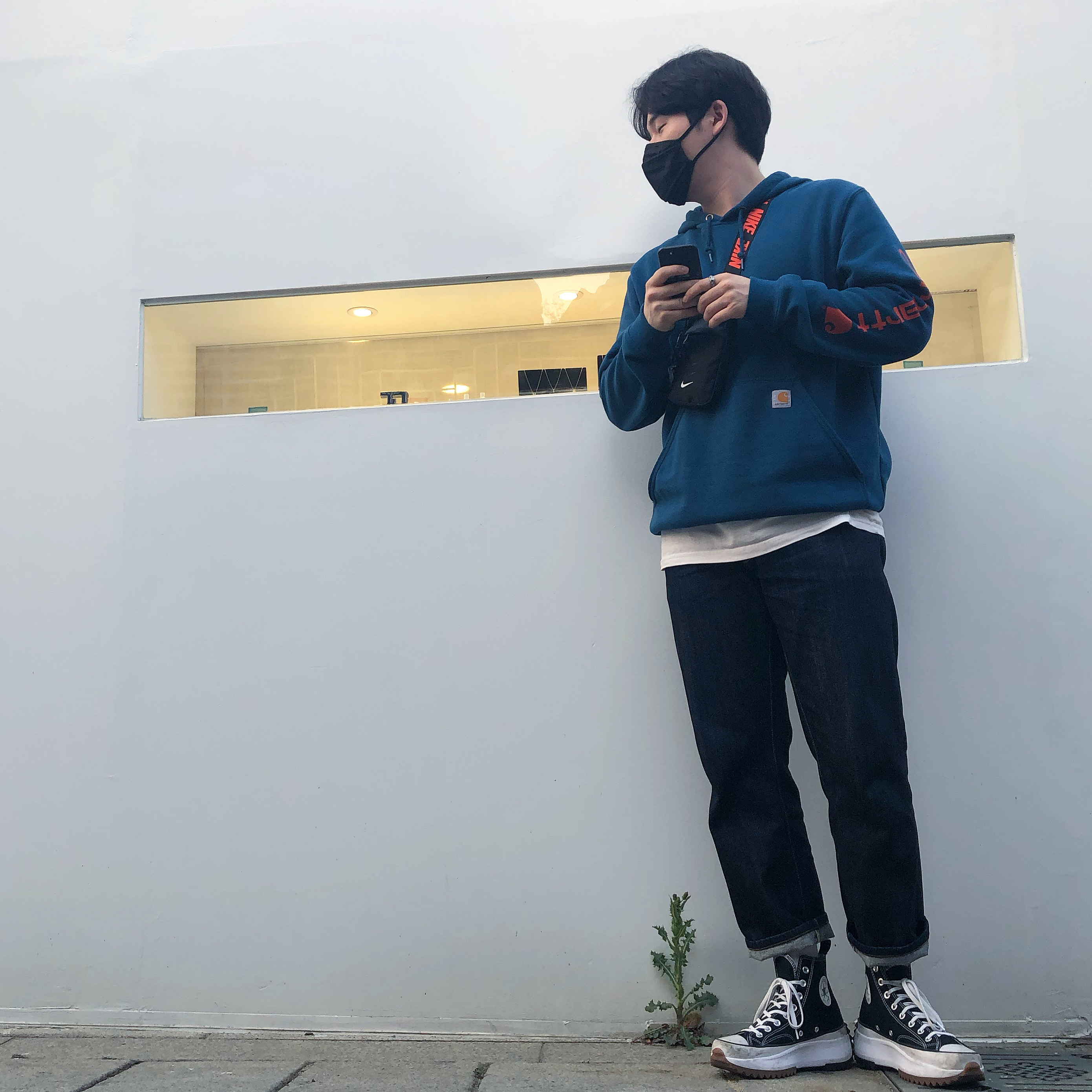 Converse Run Star Hike Hi Black White Gum 착용 스타일