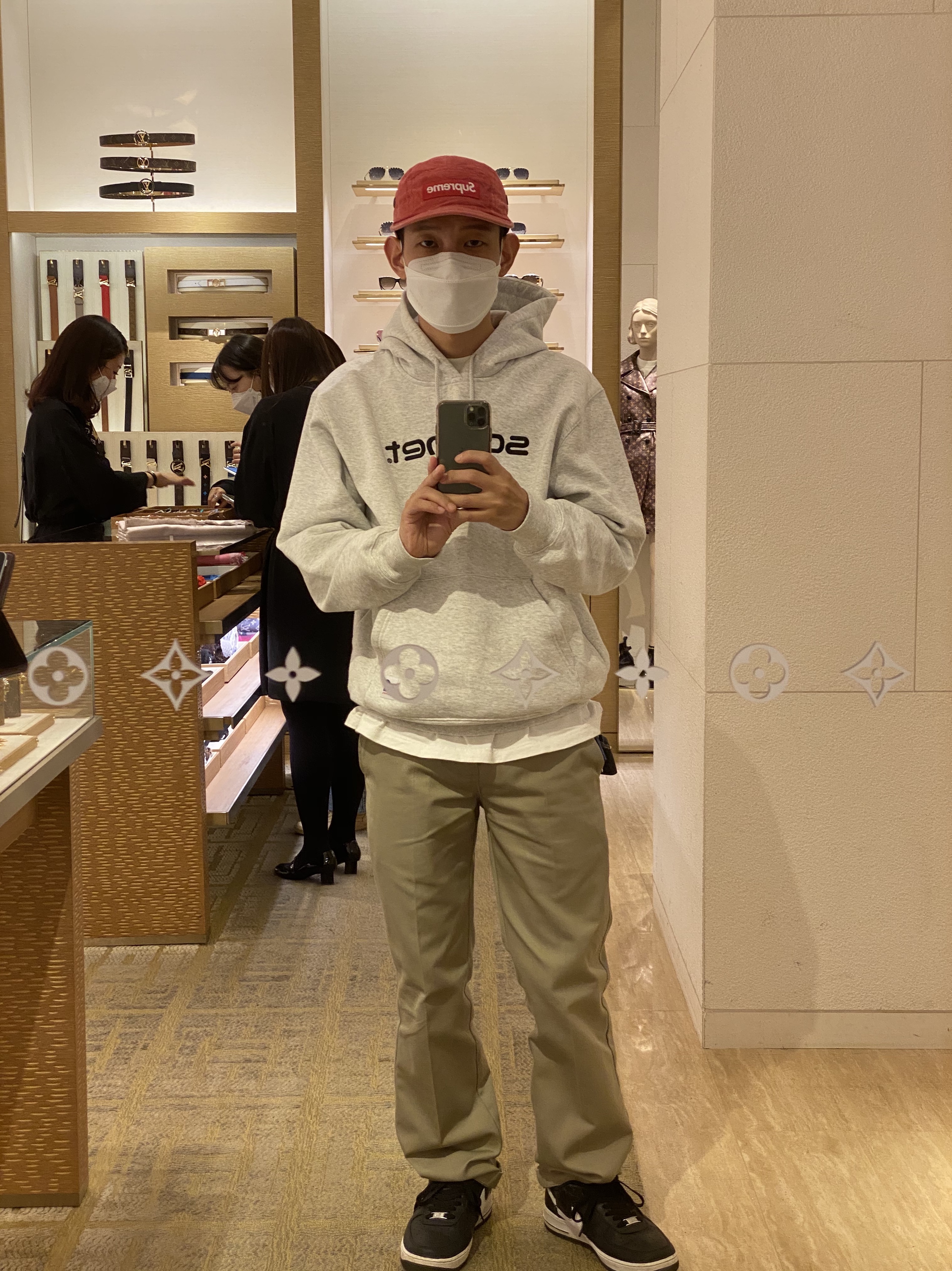 Nike x Comme des Garcons Shirt x Supreme Air Force 1 Low 2018 착용 스타일