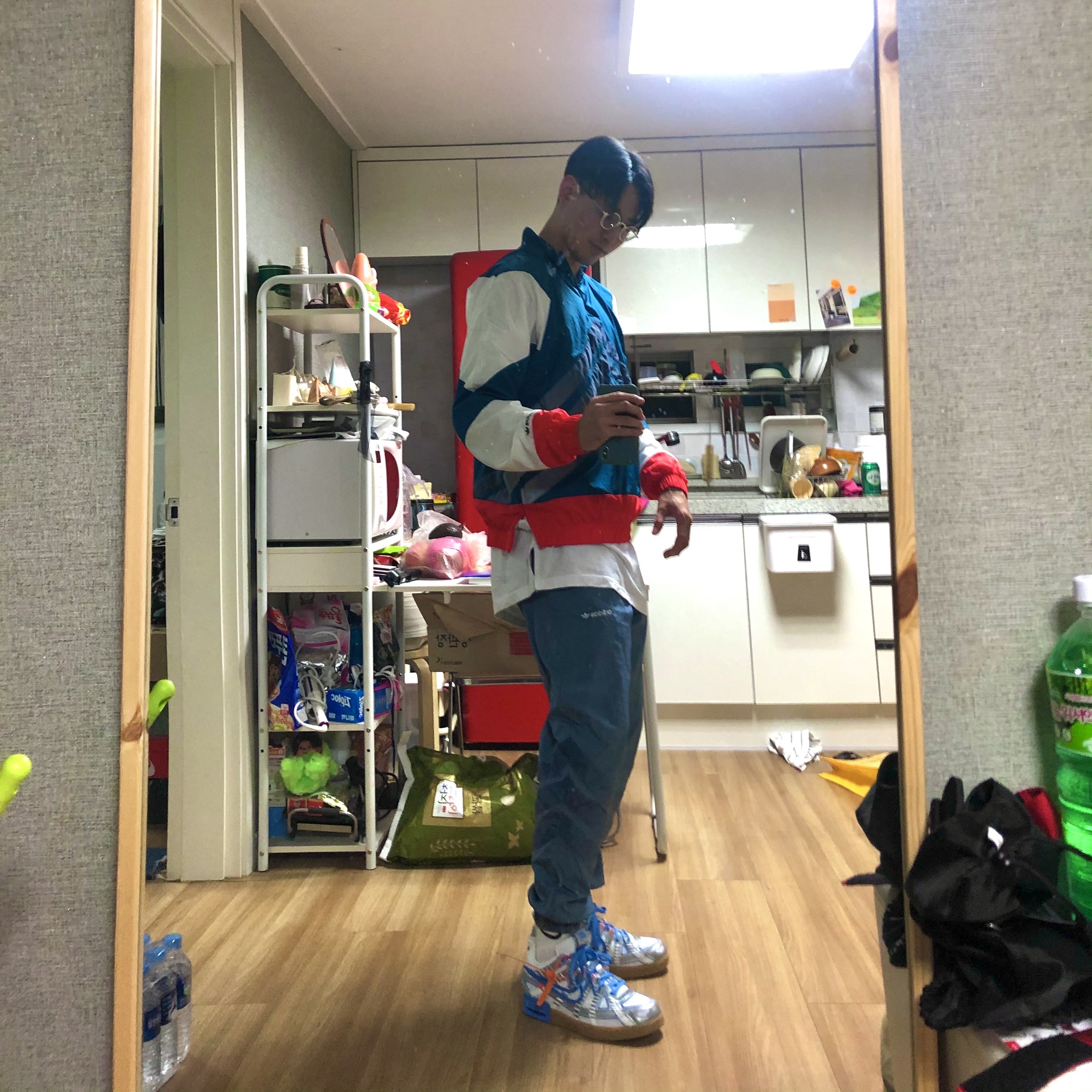 Nike x Off-White Air Rubber Dunk University Blue 착용 스타일