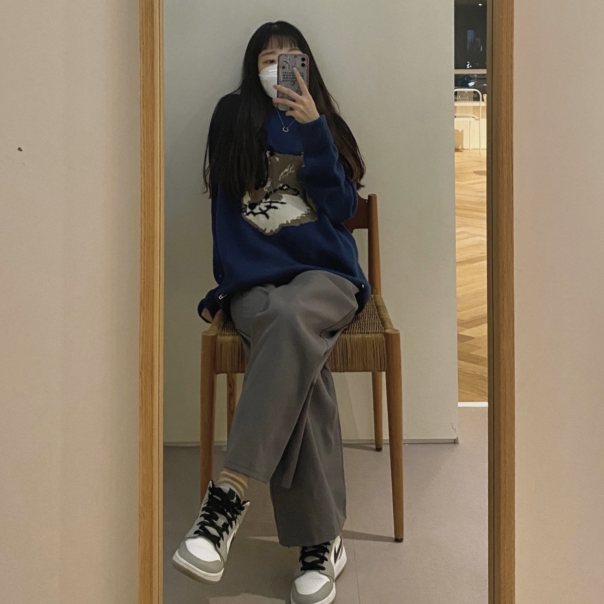 (GS) Jordan 1 Mid Light Smoke Grey 착용 스타일