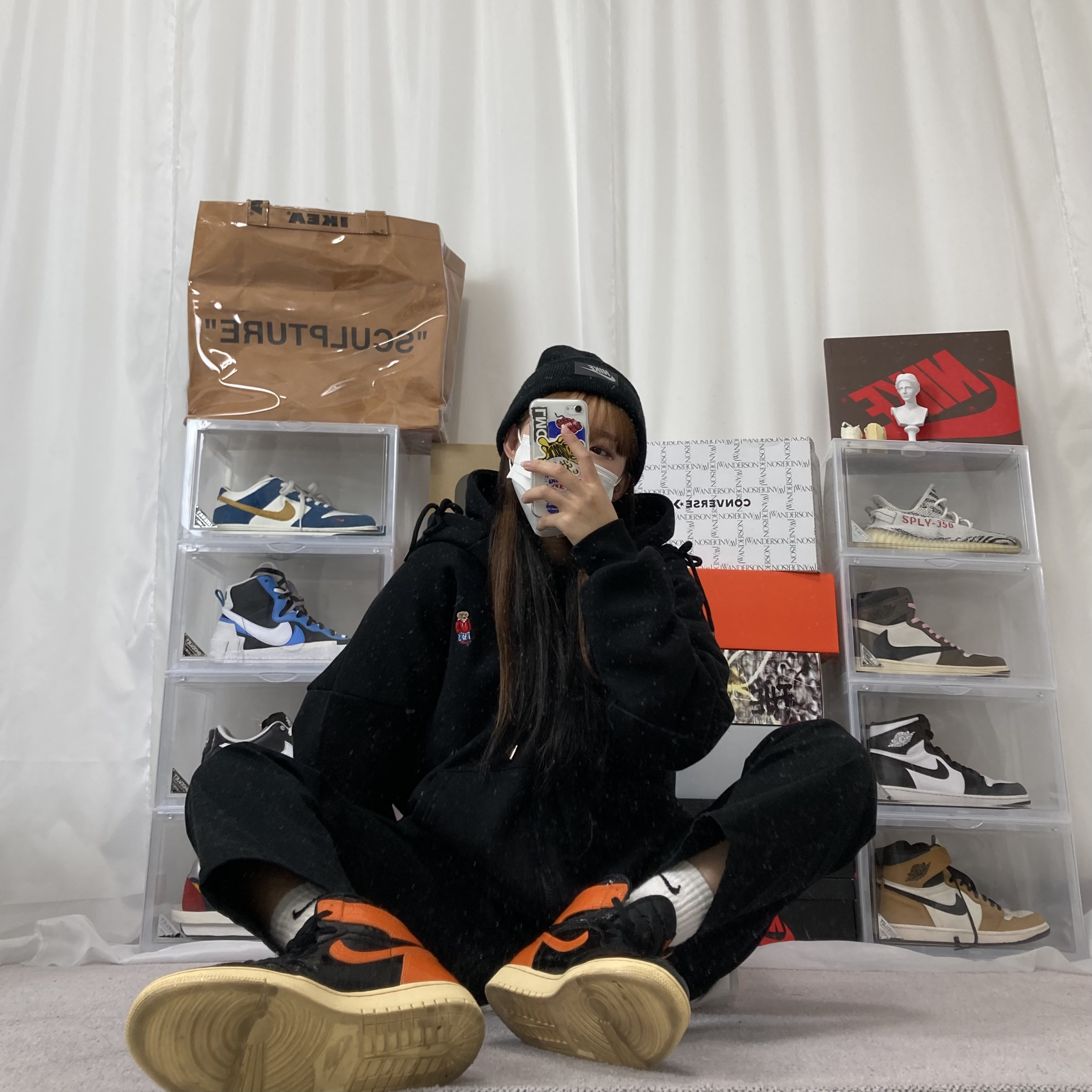 Nike x Sacai Blazer Mid White Black Legend Blue, Nike x Peaceminusone Air Force 1 Low Para-Noise 착용 스타일 - 2
