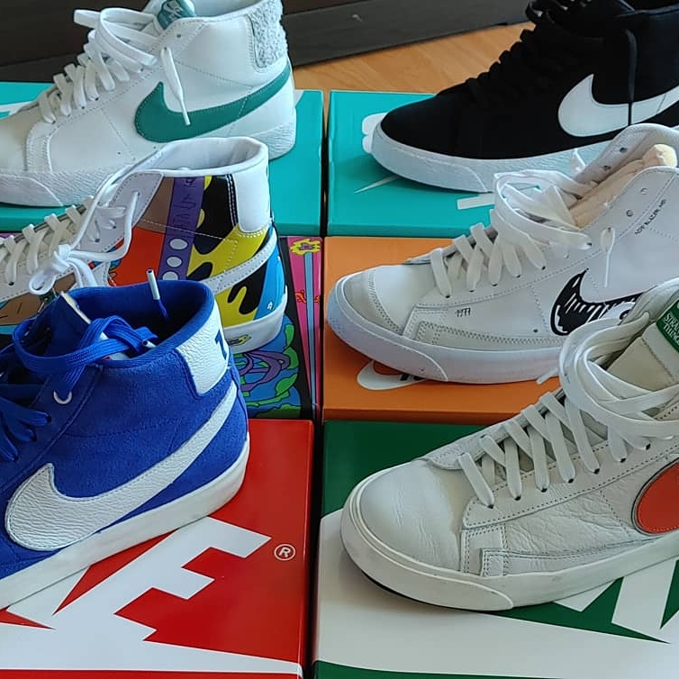 Nike x Stranger Things Blazer Mid Hawkins High School, Nike x Stranger Things Blazer Mid Independence Day Pack Blue 착용 스타일 - 2