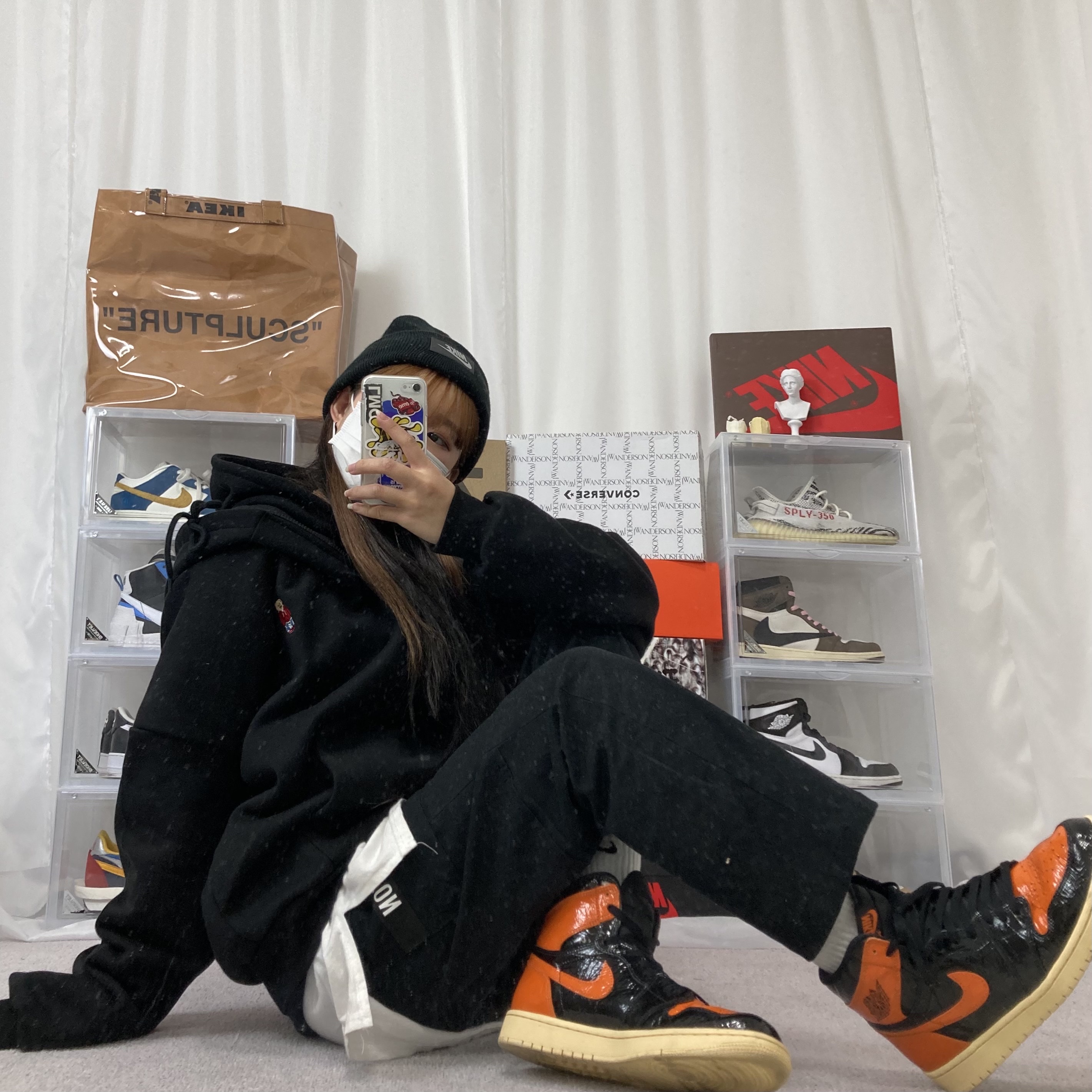 Nike x Sacai Blazer Mid White Black Legend Blue, Nike x Peaceminusone Air Force 1 Low Para-Noise 착용 스타일 - 1