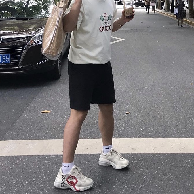 Gucci Rhyton Leather Sneakers Mouth 착용 스타일