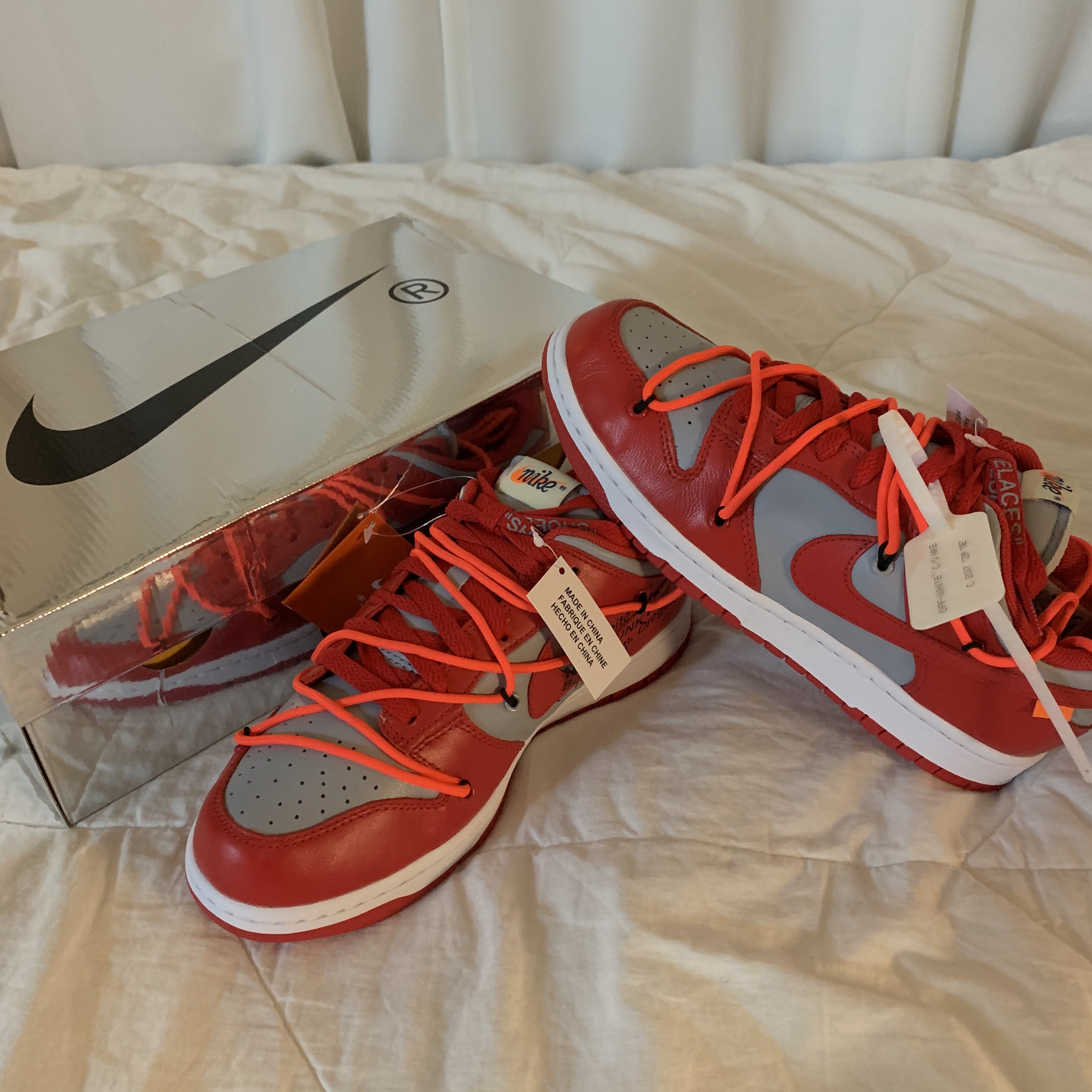 Nike x Off-White Dunk Low University Red, Nike M NRG Hoodie Dark Grey Heather 착용 스타일 - 3