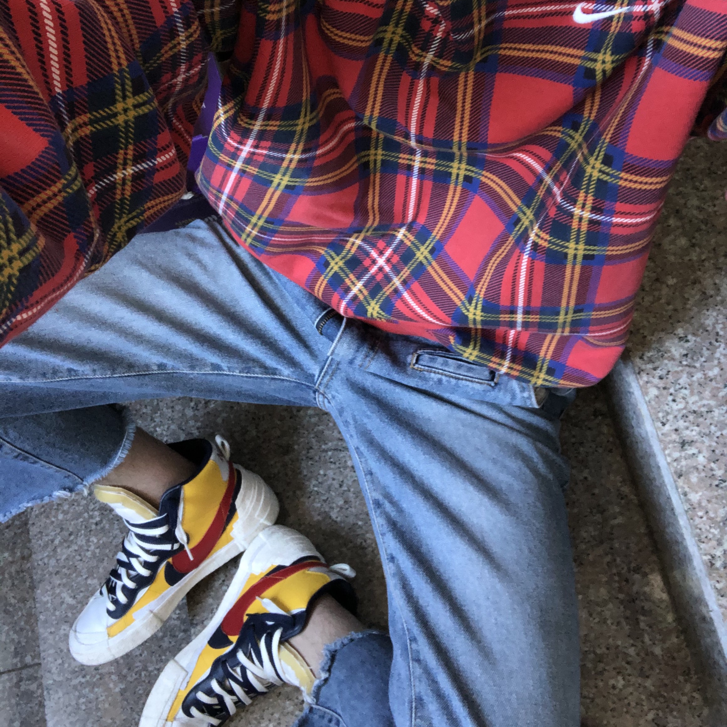 Nike x Sacai Blazer Mid Snow Beach 착용 스타일