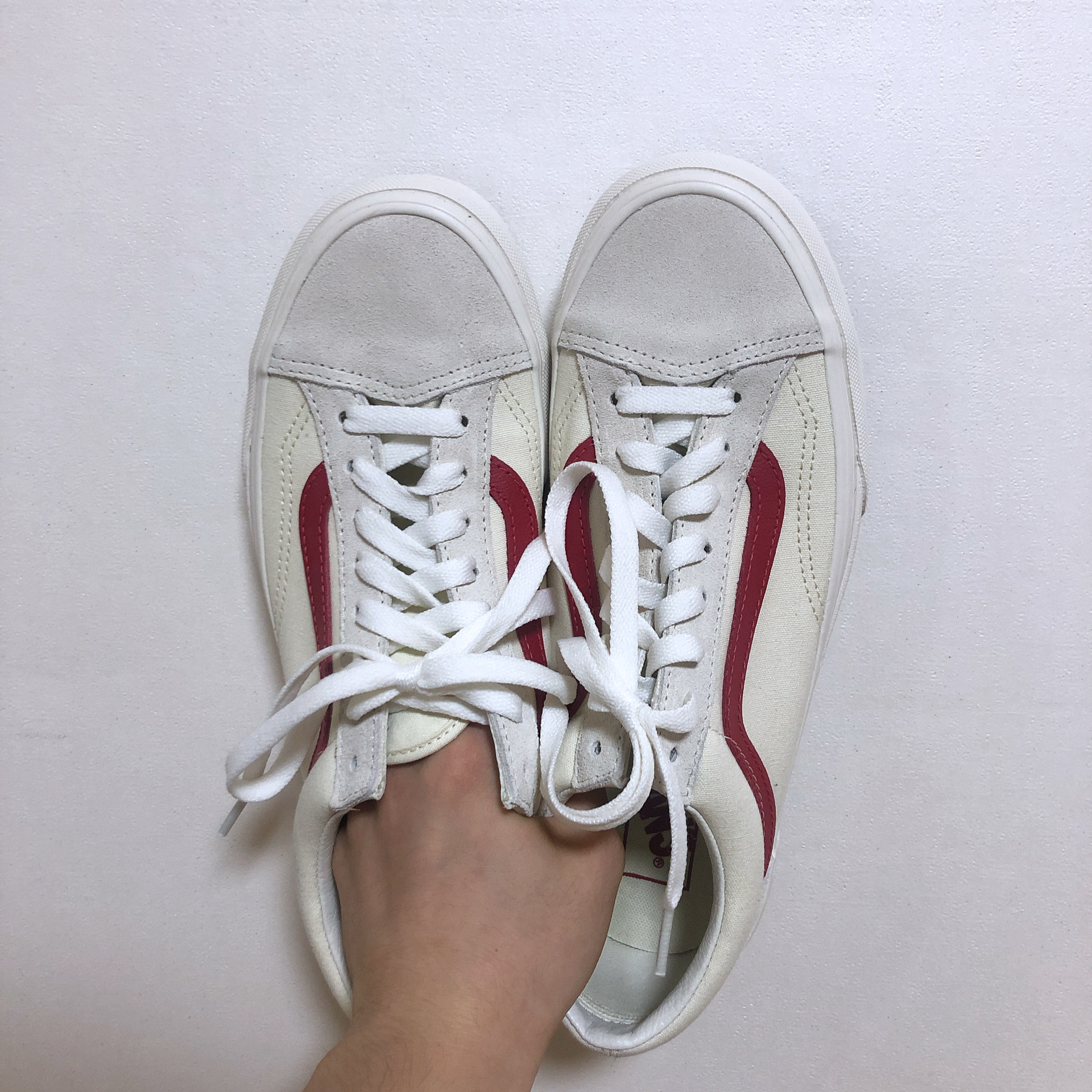 Vans Style 36 Marshmallow Racing Red 착용 스타일 - 1