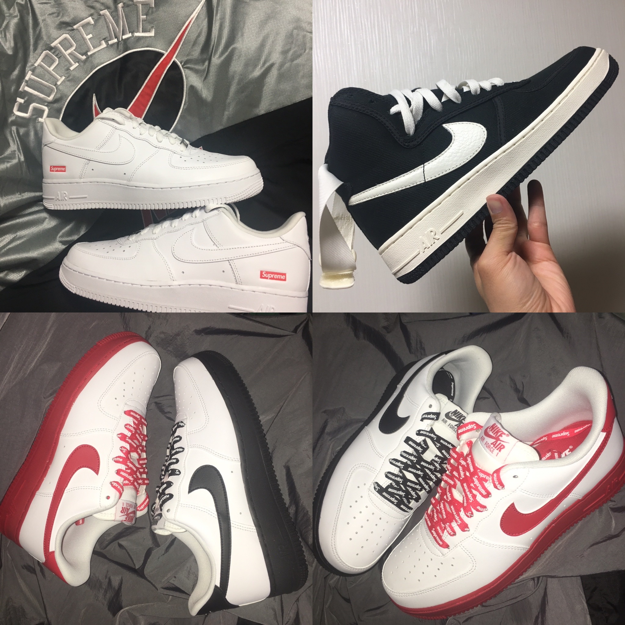Nike x Supreme Air Force 1 Low White, Nike Air Force 1 Low White Black Midsole 착용 스타일 - 1
