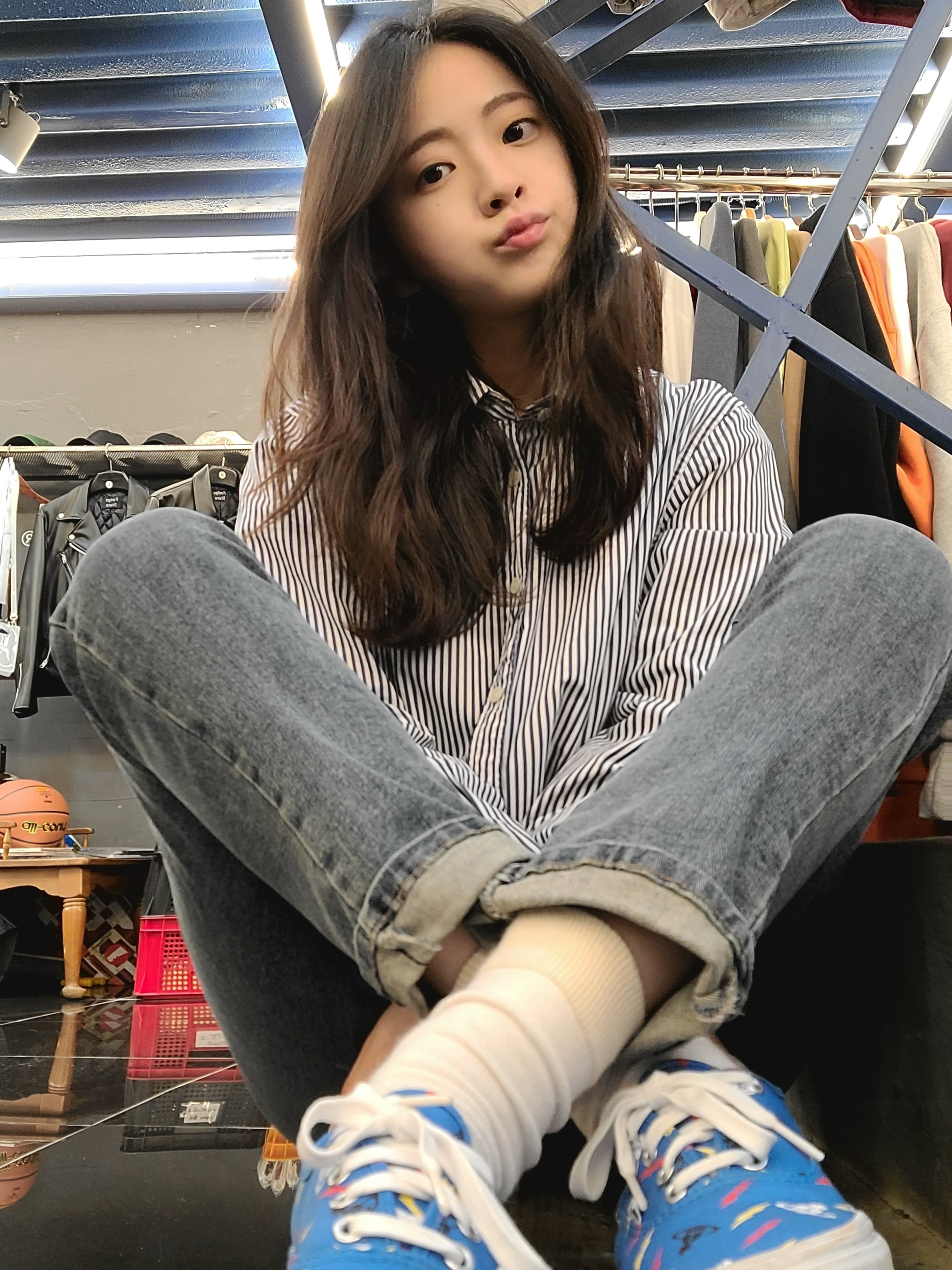 Vans x Vivienne Westwood Authentic Anglomania Blue 착용 스타일