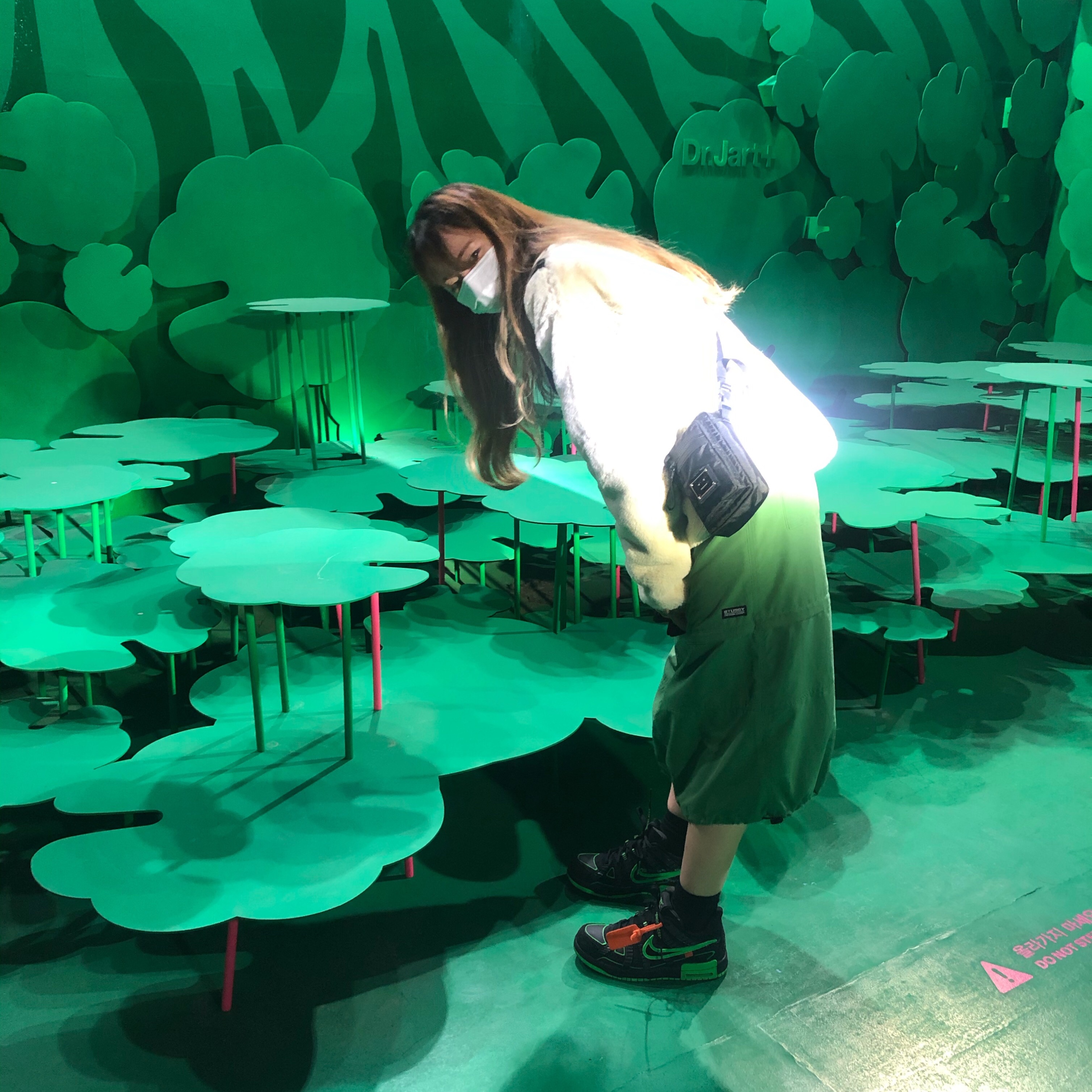 Nike x Off-White Air Rubber Dunk Green Strike 착용 스타일