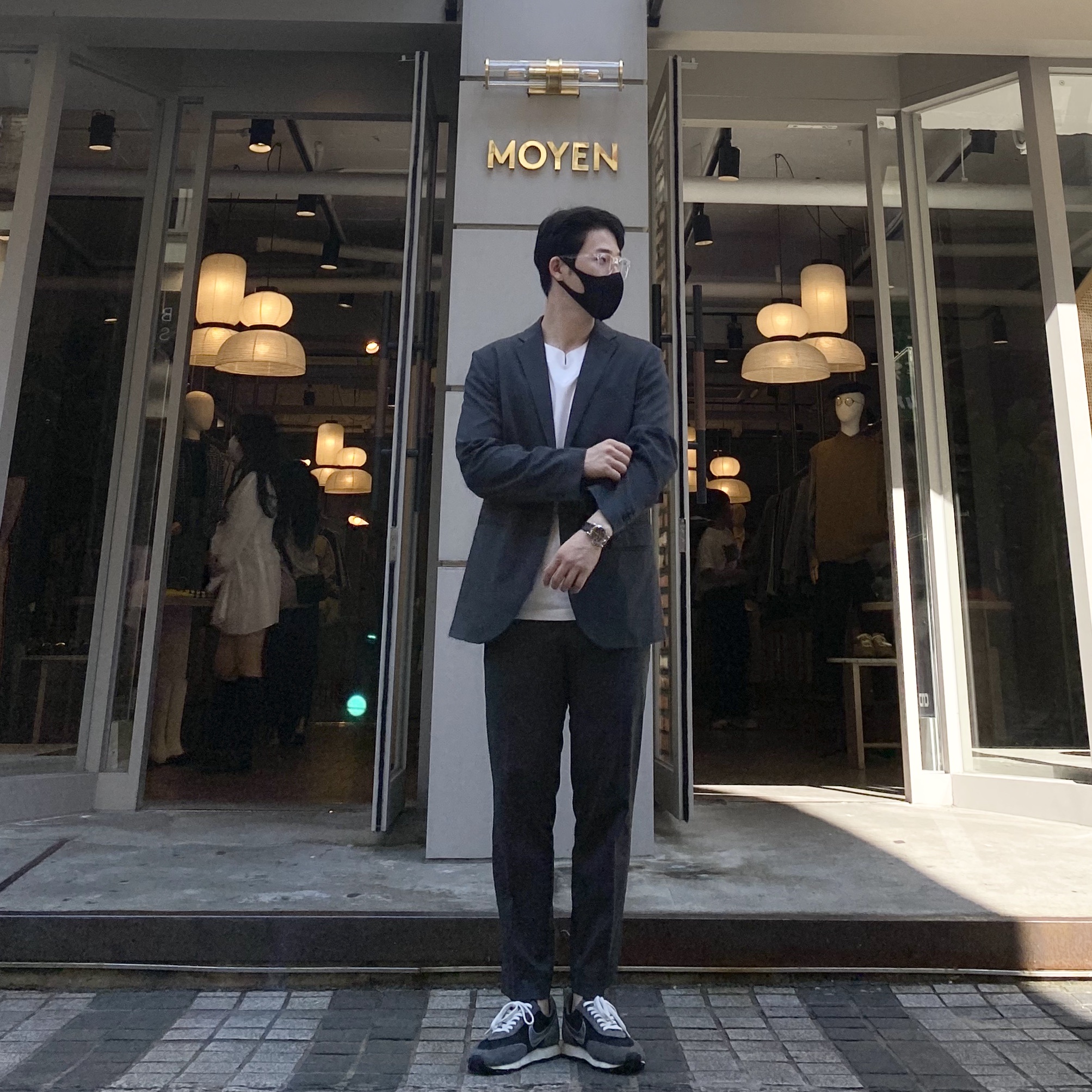 Nike Daybreak SP Black Metallic Silver 착용 스타일